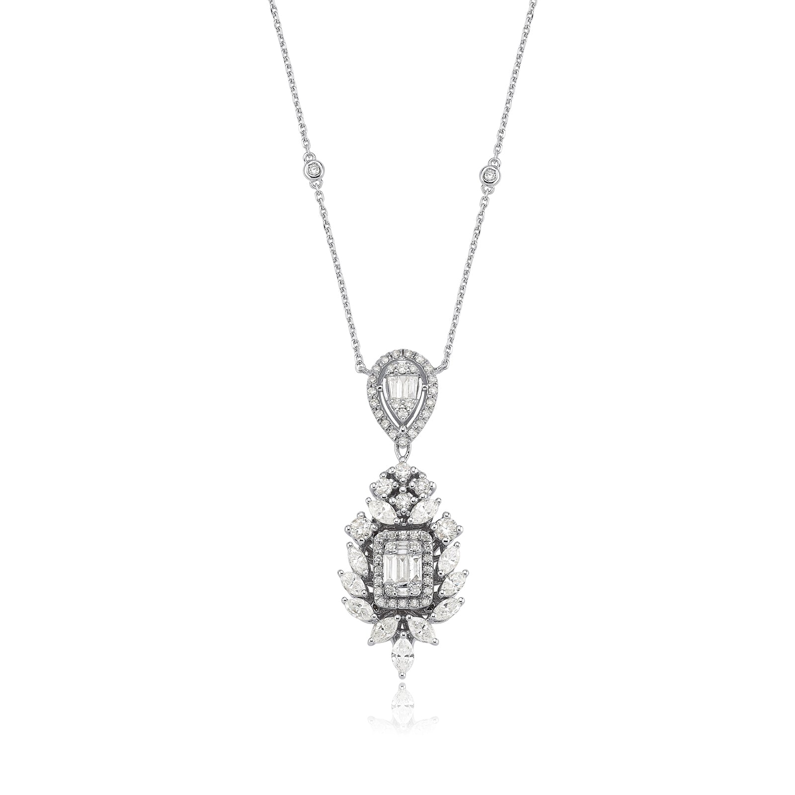 Colier MR0285M din aur alb 14k cu diamante - Bijuterii LA ROSA