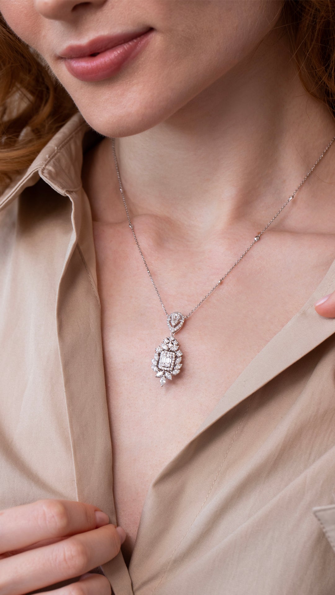 Colier MR0285M din aur alb 14k cu diamante - Bijuterii LA ROSA