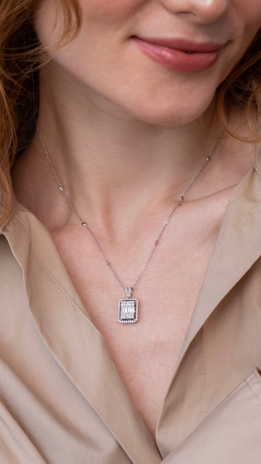 Colier MR0408MM din aur alb 14k cu diamante - Bijuterii LA ROSA