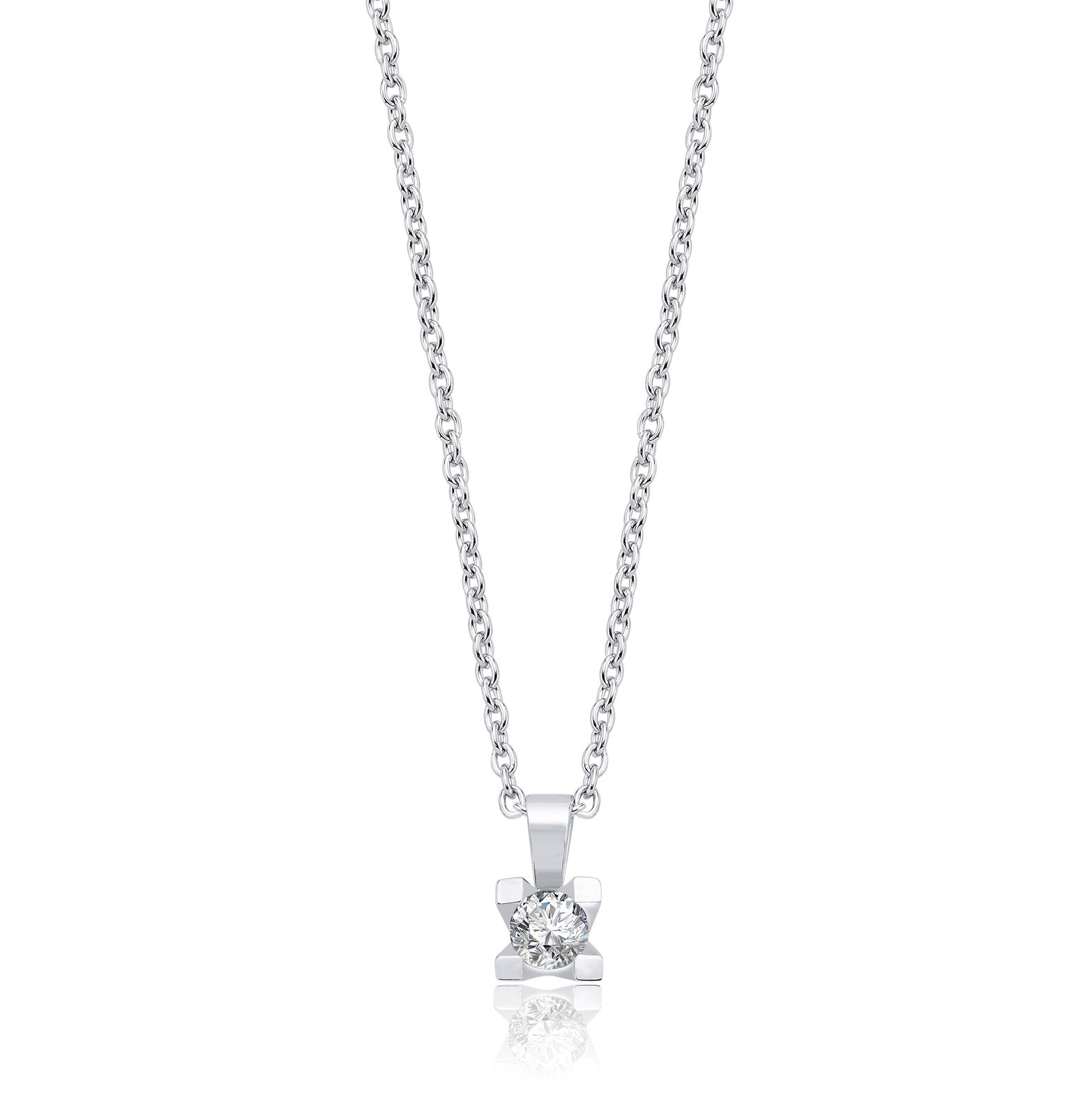 Colier TK0937M-0.30 din aur alb 14k cu diamant rotund - Bijuterii LA ROSA