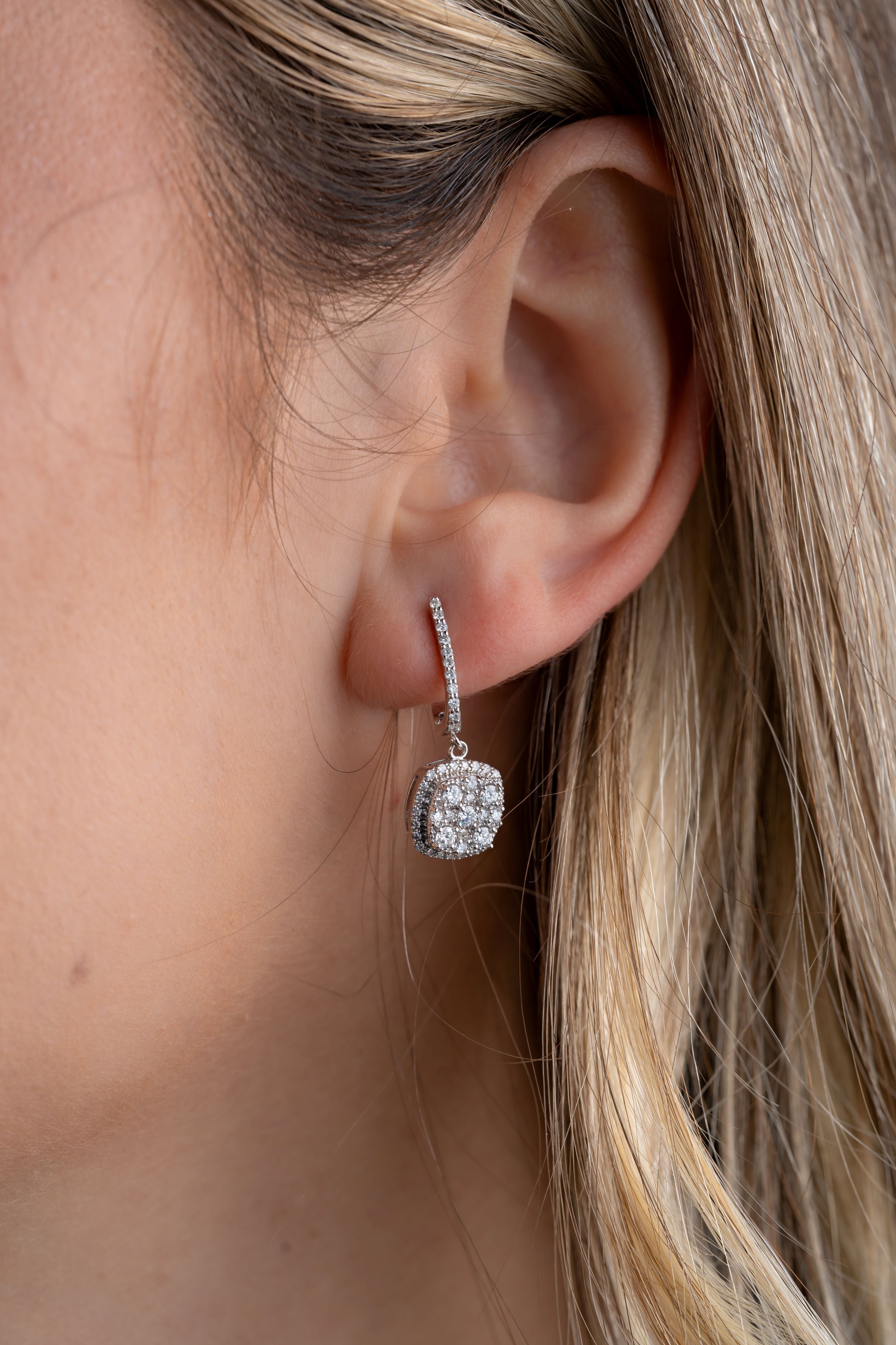 Cercei E001770 aur alb 14k cu diamante naturale rotunde 0.81ct