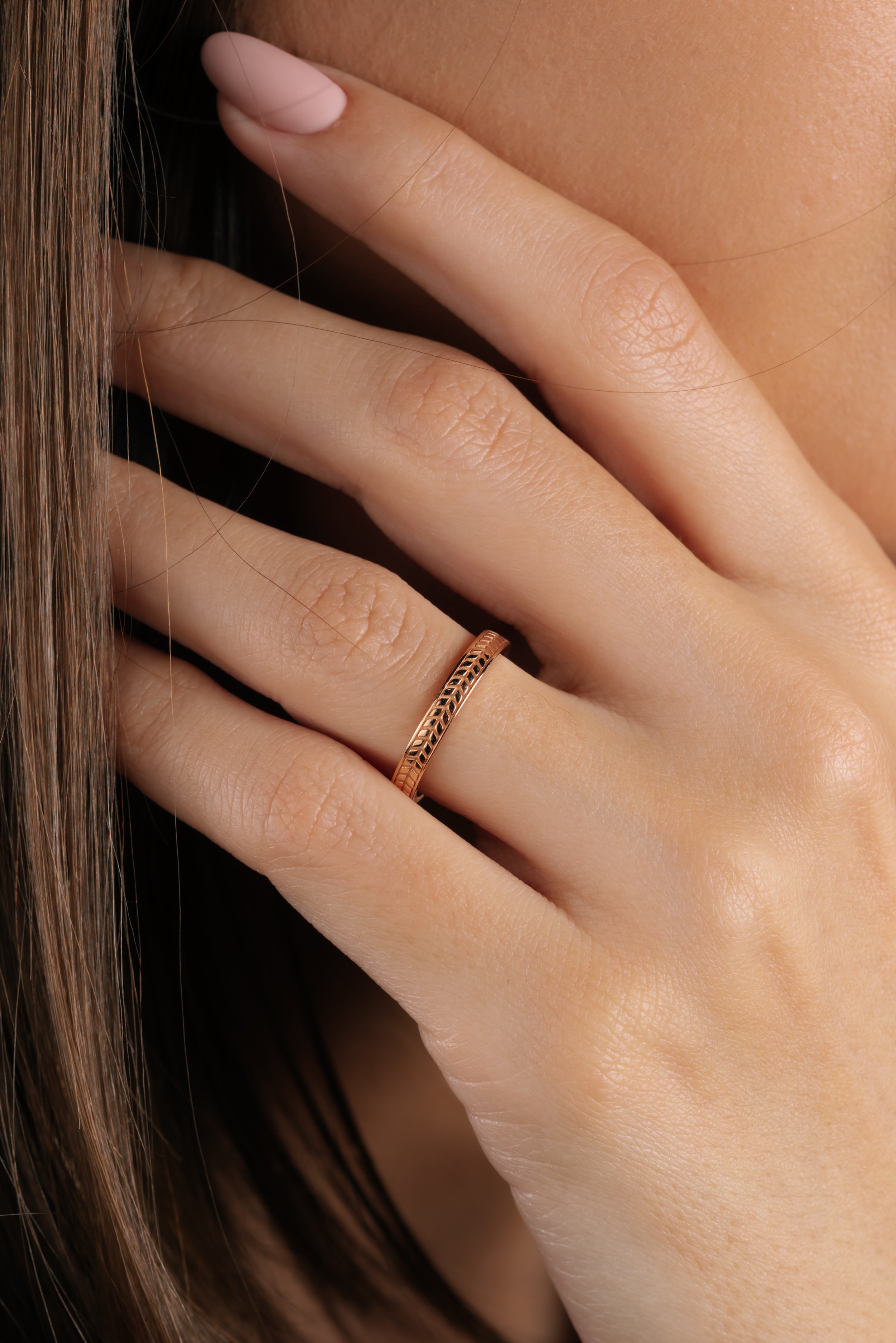 Inel V000471 din aur roz 14k model spic mare - Bijuterii LA ROSA