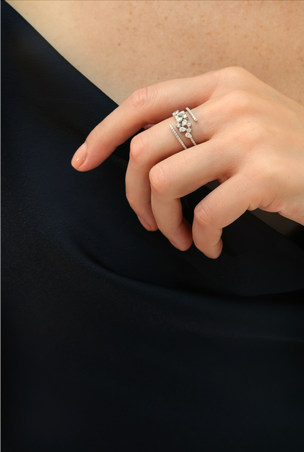 INEL R004740 DIN AUR ALB 14K CU DIAMANTE LACRIMA - Bijuterii LA ROSA