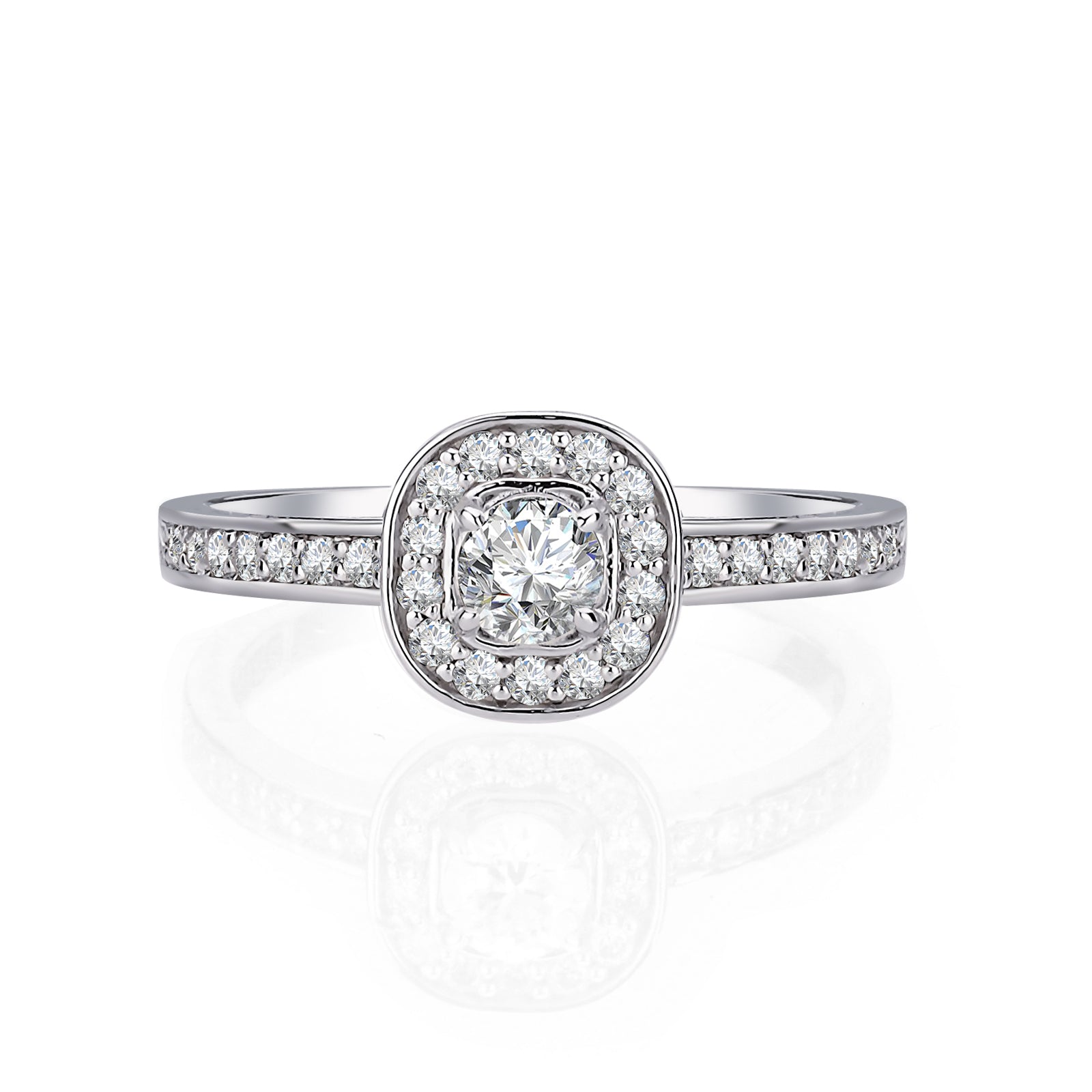 INEL DE LOGODNA LRY609 DIN AUR ALB 18K CU DIAMANT ROTUND - Bijuterii LA ROSA