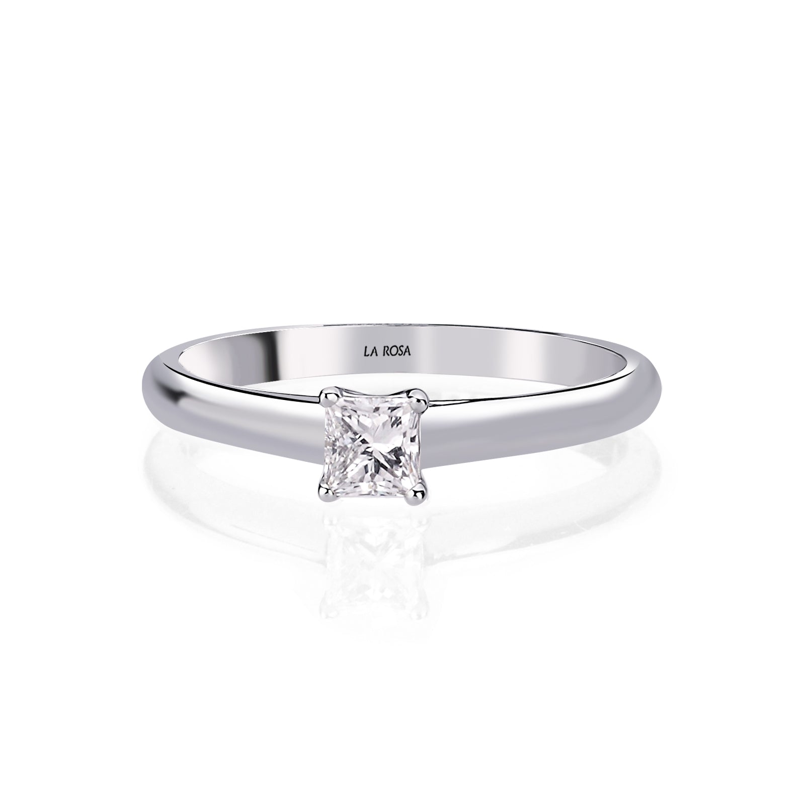 INEL DE LOGODNA LRY612 DIN AUR ALB 18K CU DIAMANT PRINCESS CUT - Bijuterii LA ROSA