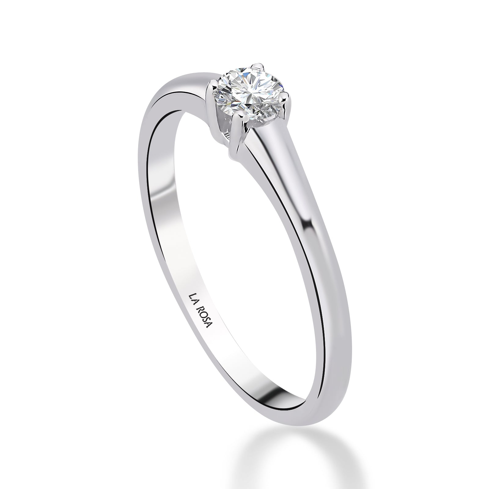 INEL DE LOGODNA LRY616 DIN AUR ALB 18K CU DIAMANT ROTUND - Bijuterii LA ROSA