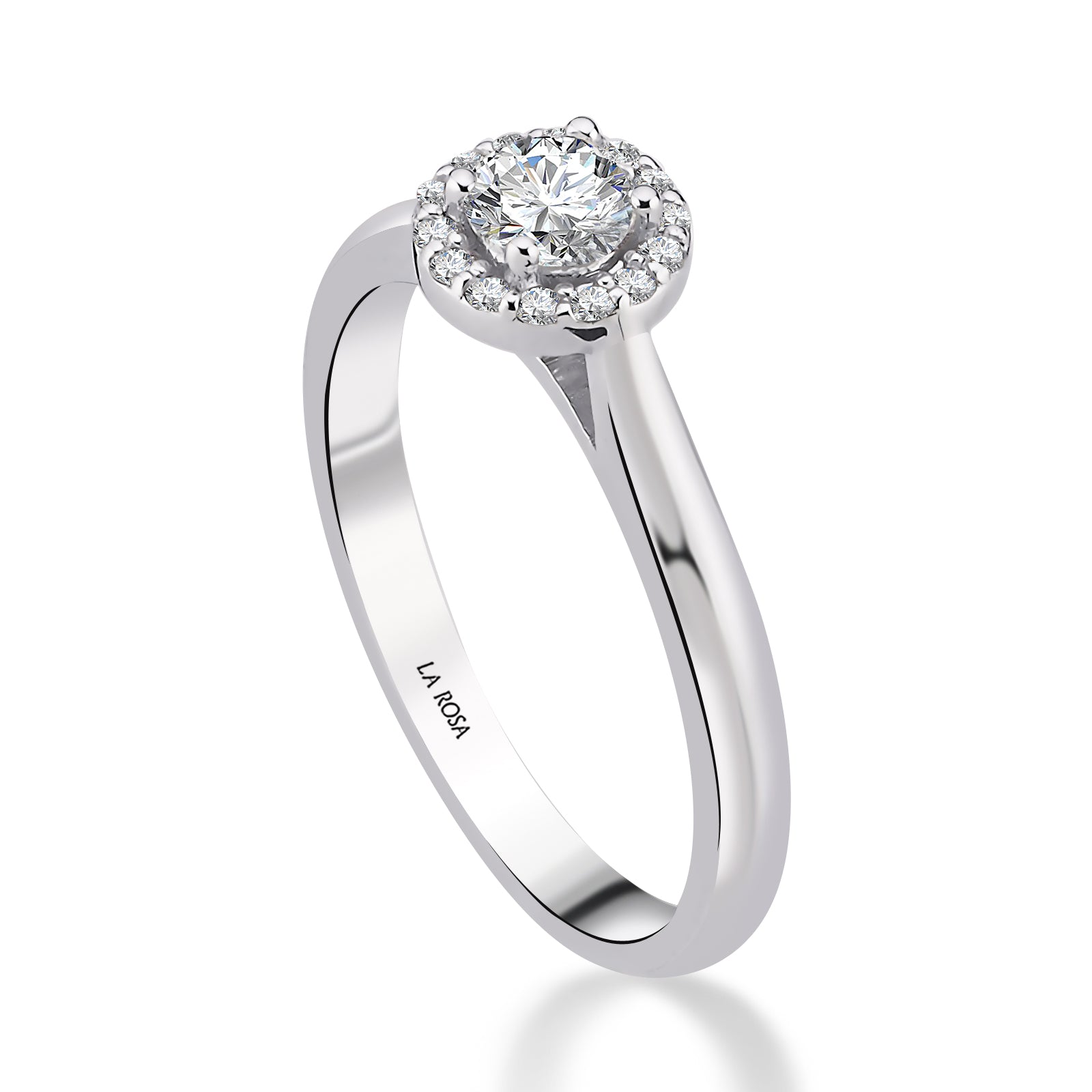 INEL DE LOGODNA LRY618 DIN AUR ALB 18K CU DIAMANT ROTUND - Bijuterii LA ROSA