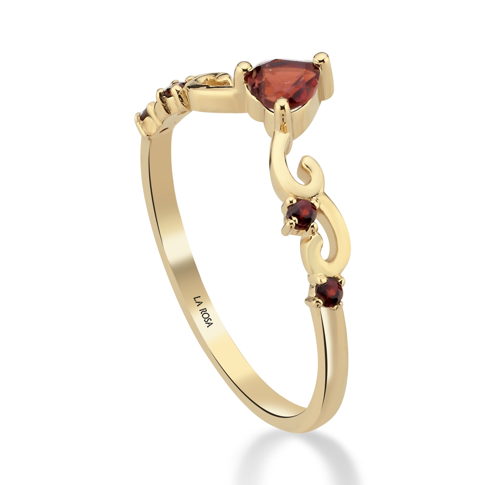 INEL MORNING SERENITY DIN AUR GALBEN 14K CU GARNET FORMA INIMA - Bijuterii LA ROSA
