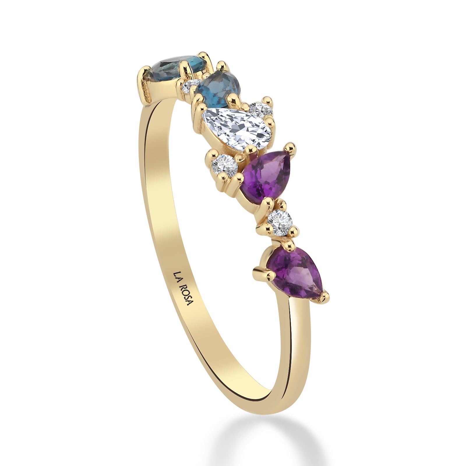 INEL SECRET EMBERONCE DIN AUR GALBEN 14K CU DIAMANTE TOPAZ SI AMETIST - Bijuterii LA ROSA