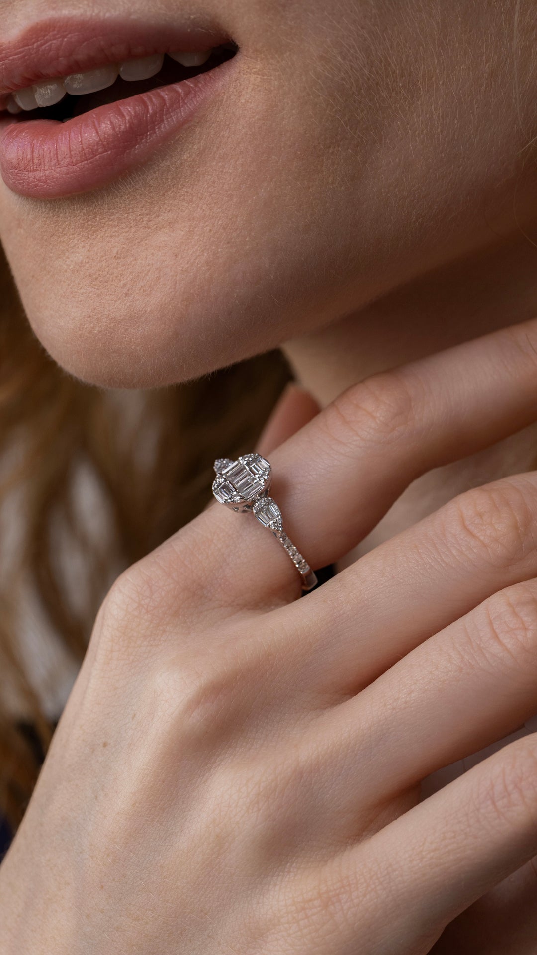 Inel CN0703R din aur alb 14k cu diamante - Bijuterii LA ROSA