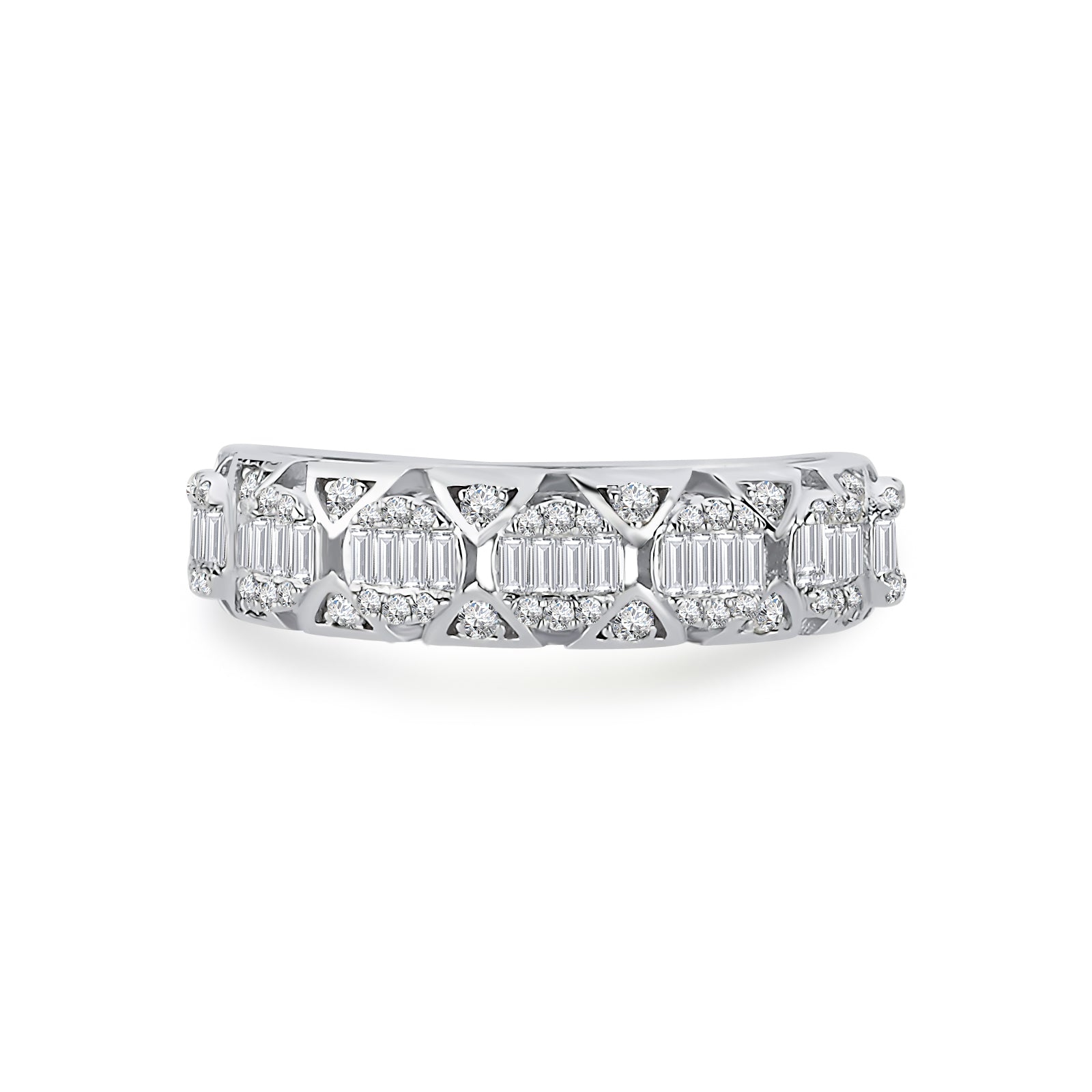 Inel CN1188-R din aur alb 14k cu diamante baguette - Bijuterii LA ROSA