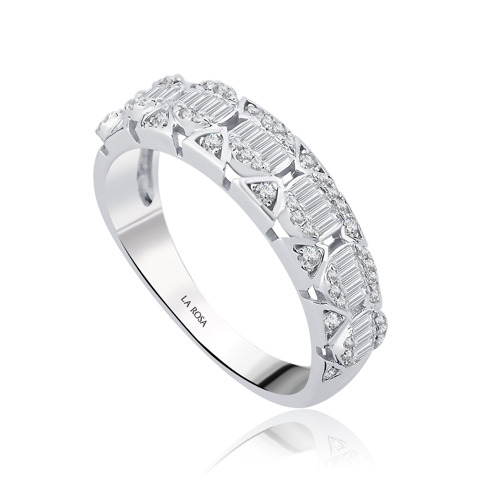 Inel CN1188-R din aur alb 14k cu diamante baguette - Bijuterii LA ROSA
