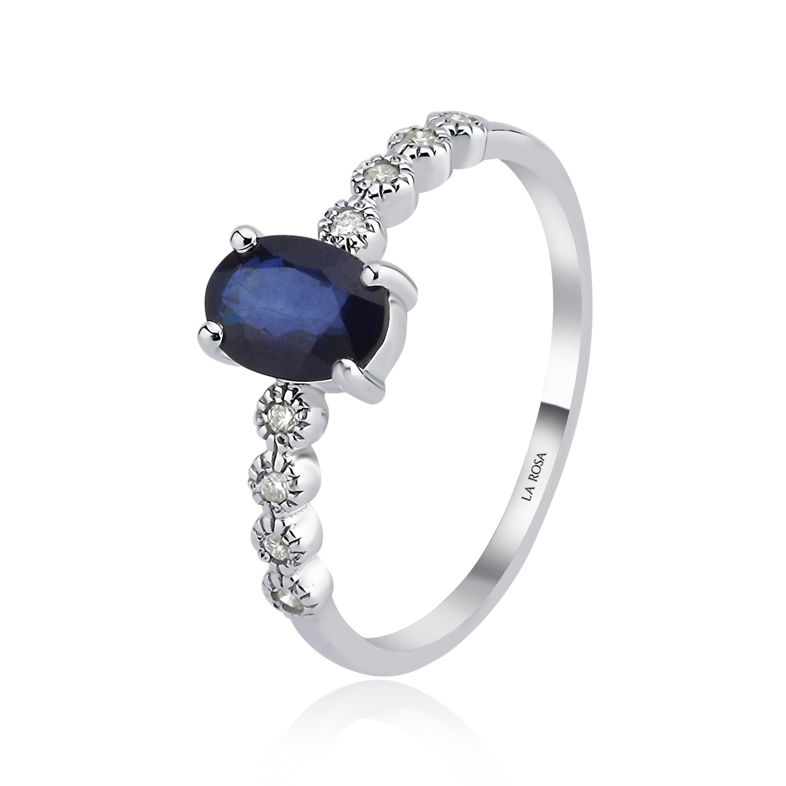 Inel CN1222R din aur alb 14k cu diamante si safir - Bijuterii LA ROSA