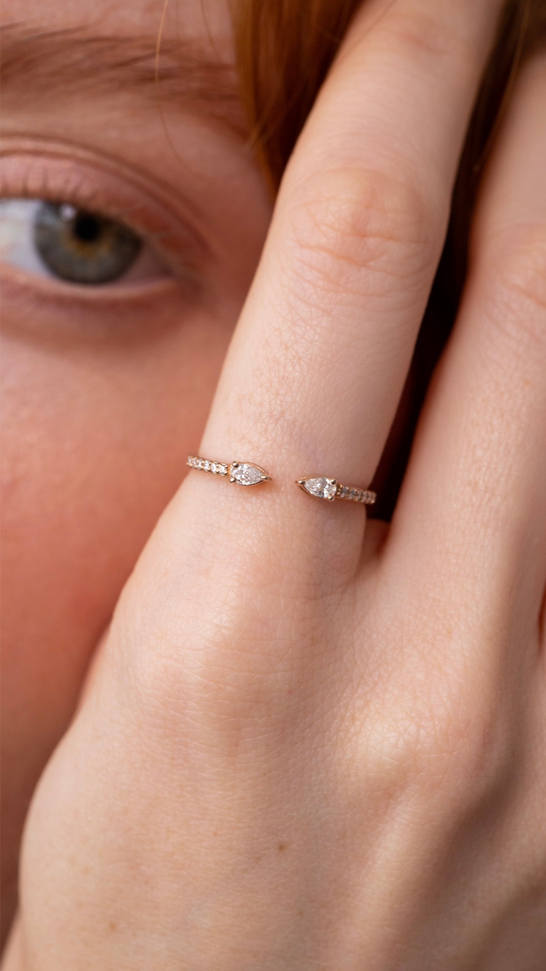 Inel HD0295R din aur roz 14k cu diamante - Bijuterii LA ROSA