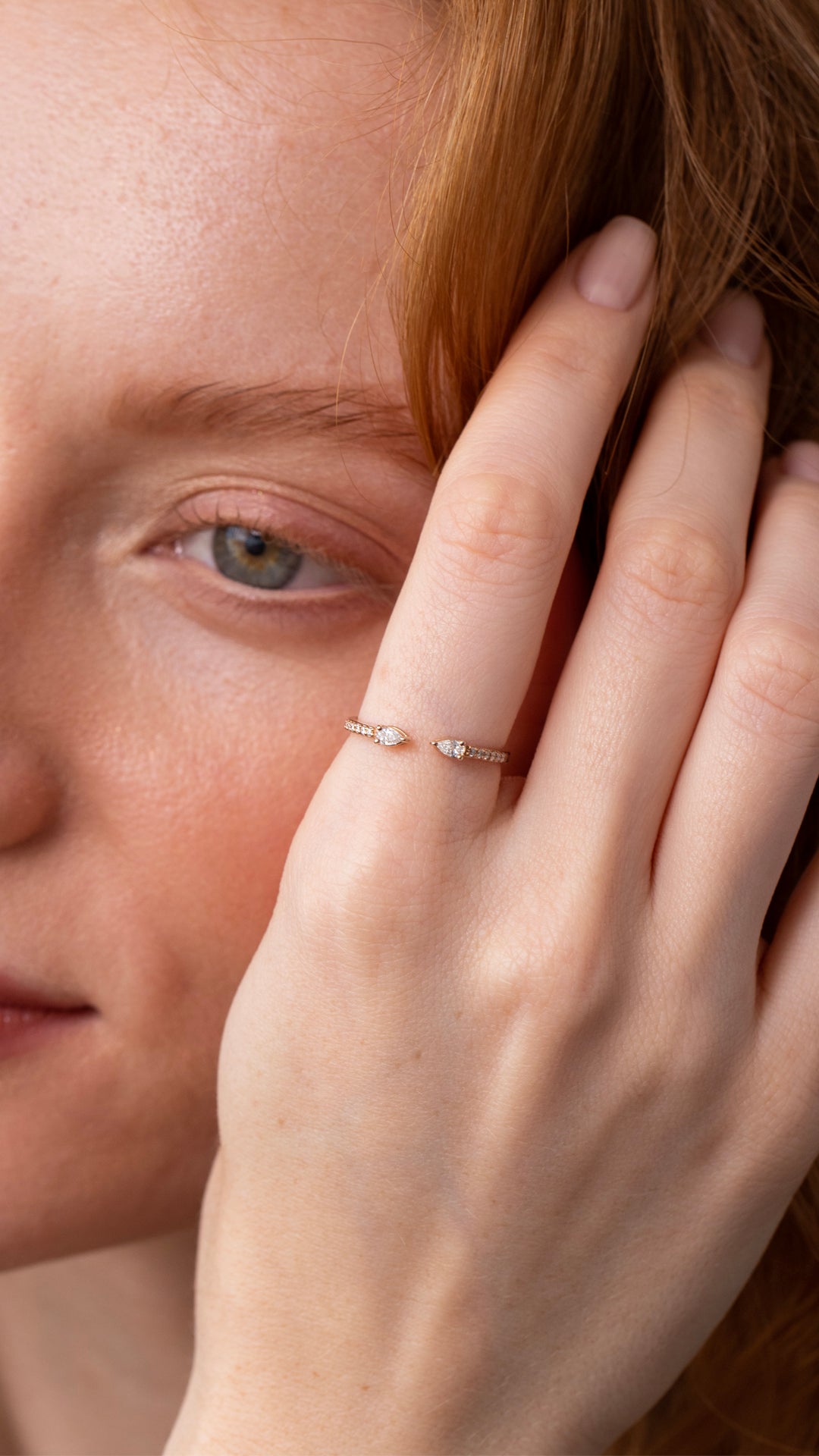 Inel HD0295R din aur roz 14k cu diamante - Bijuterii LA ROSA