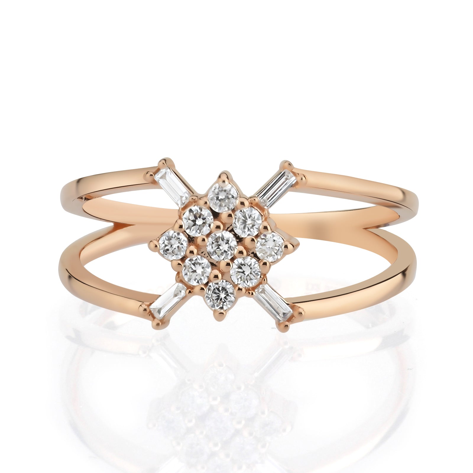 Inel HD0055R din aur roz 14k cu diamante - Bijuterii LA ROSA