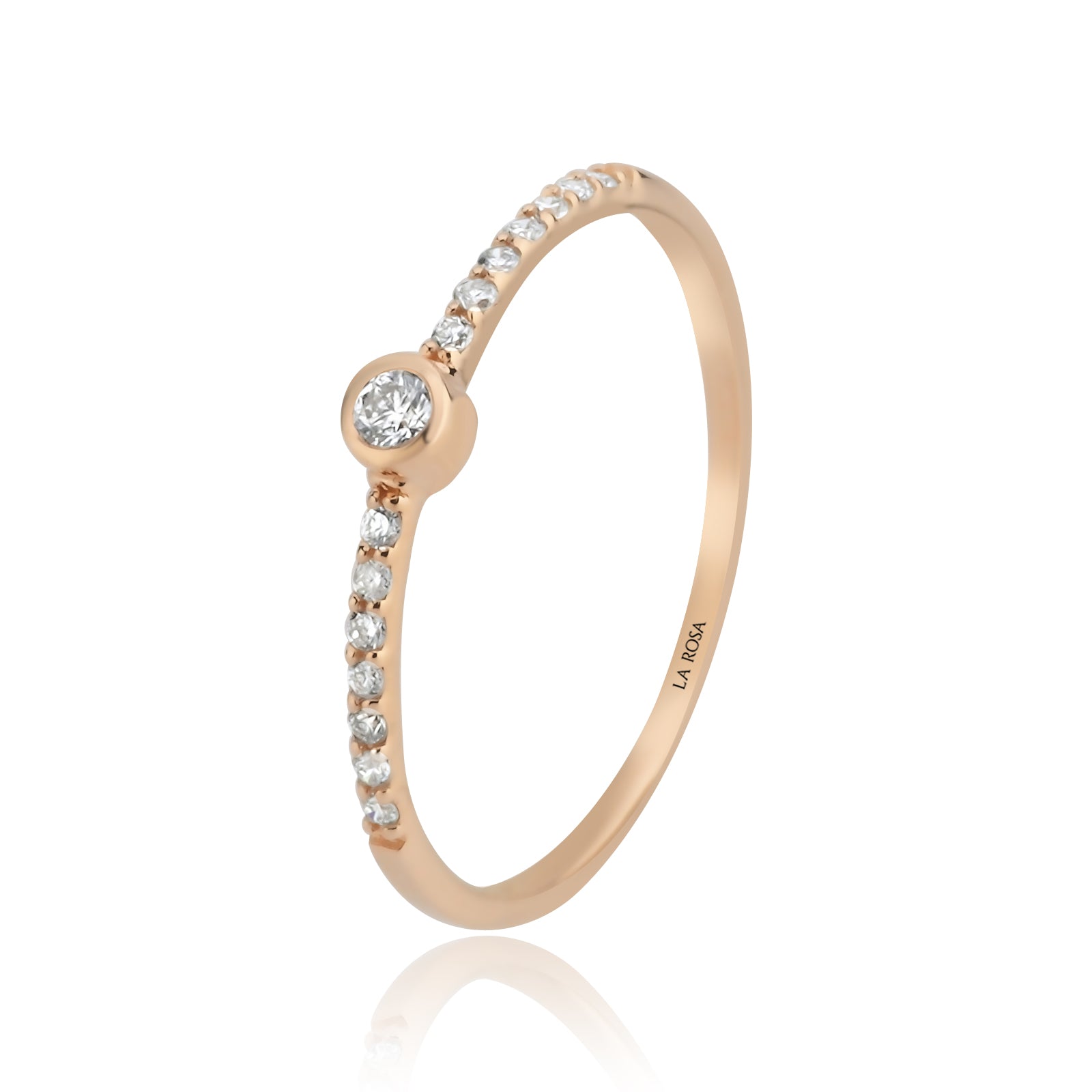 Inel HD0085R din aur roz 14k cu diamante - Bijuterii LA ROSA