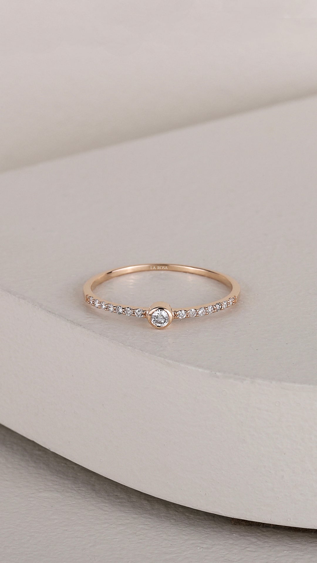 Inel HD0085R din aur roz 14k cu diamante - Bijuterii LA ROSA