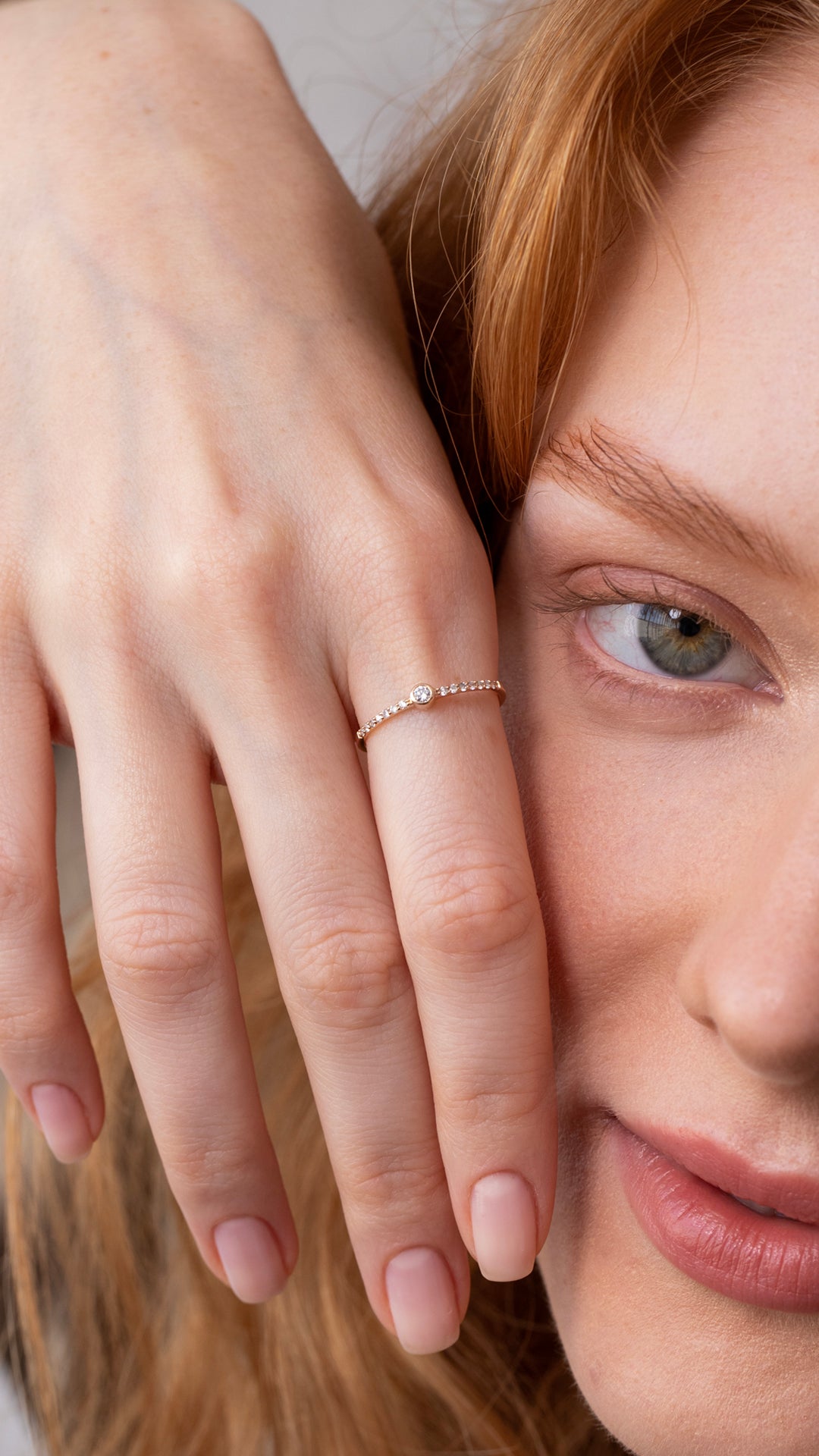 Inel HD0085R din aur roz 14k cu diamante - Bijuterii LA ROSA