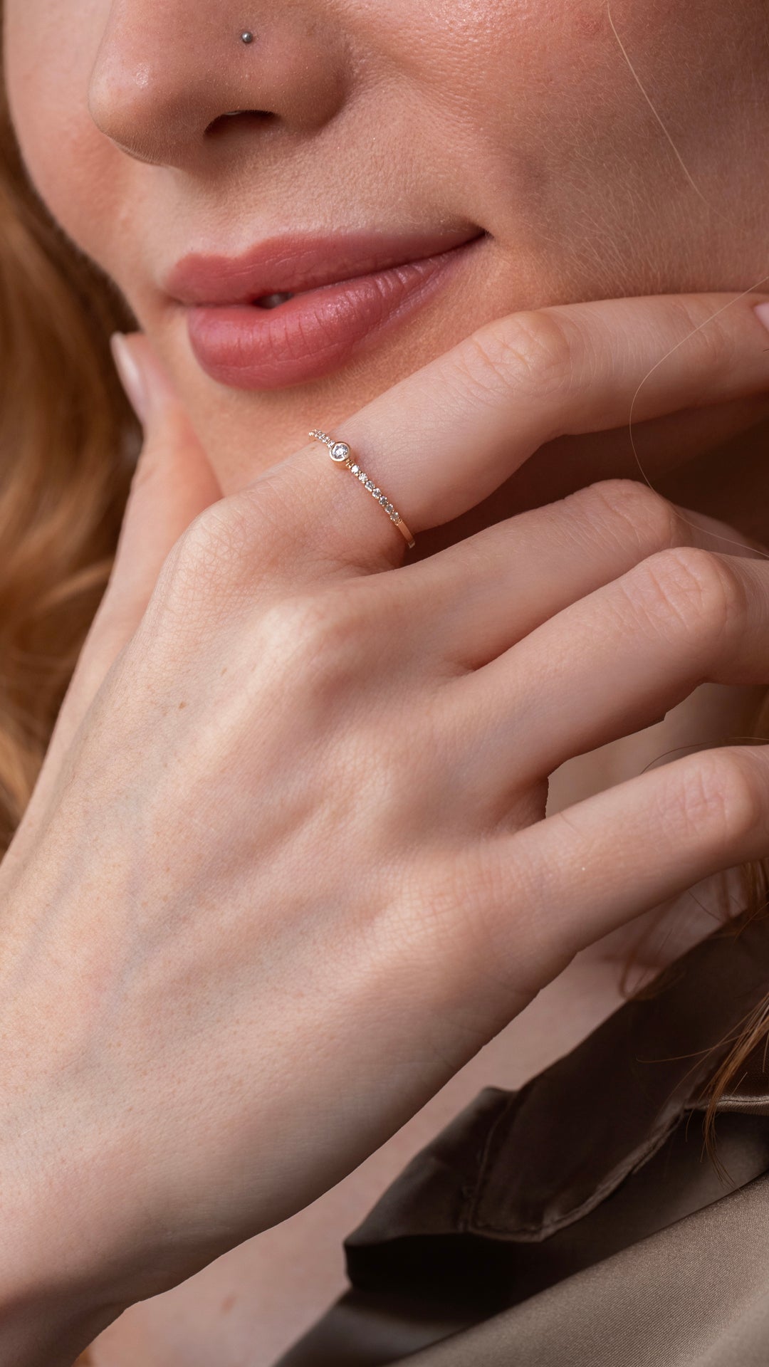 Inel HD0085R din aur roz 14k cu diamante - Bijuterii LA ROSA