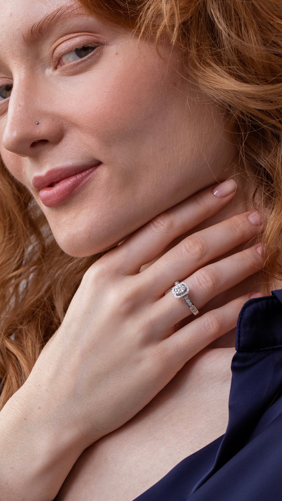 Inel HD0189R din aur alb 14k cu diamante - Bijuterii LA ROSA