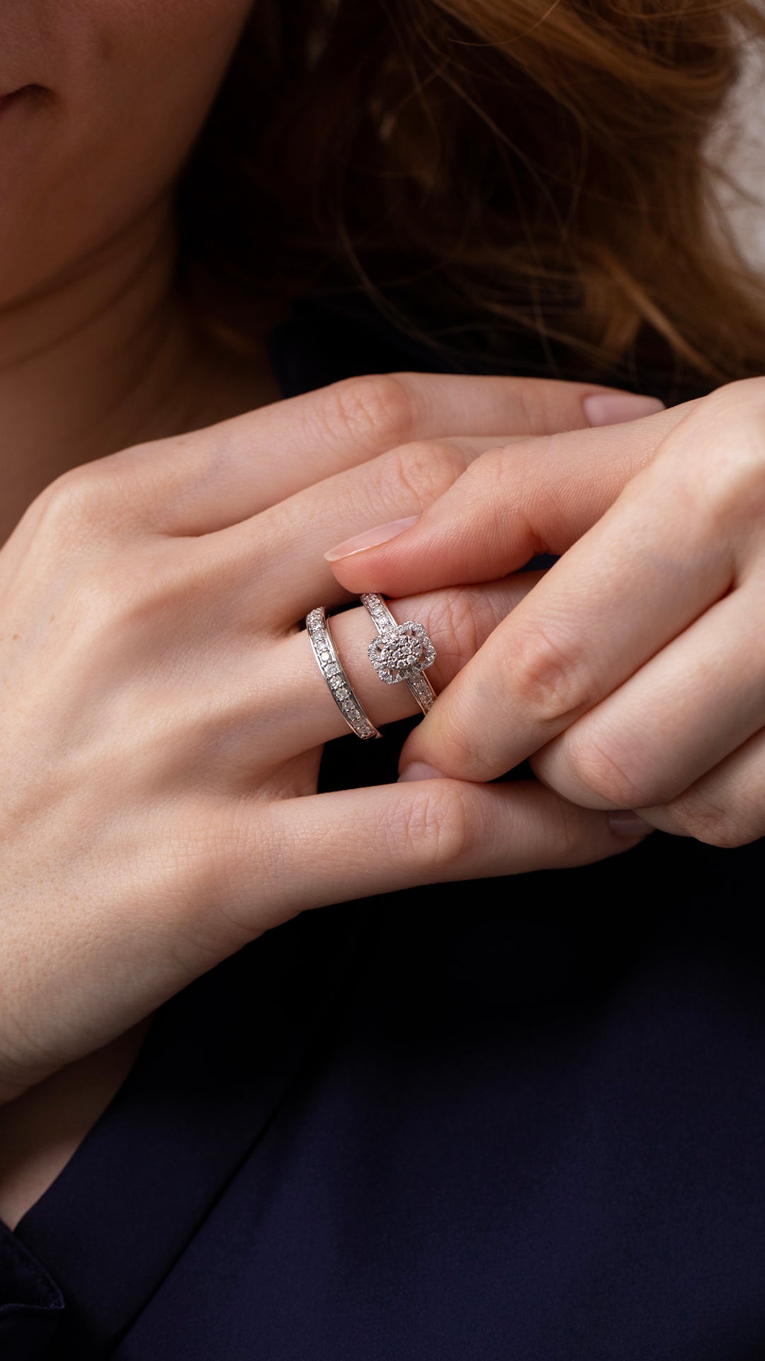 Inel HD0189R din aur alb 14k cu diamante - Bijuterii LA ROSA