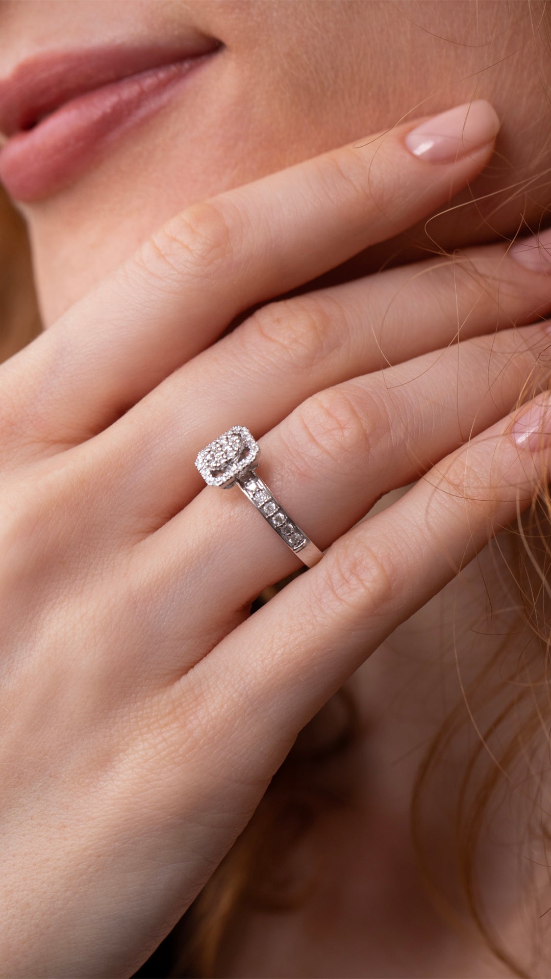 Inel HD0189R din aur alb 14k cu diamante - Bijuterii LA ROSA