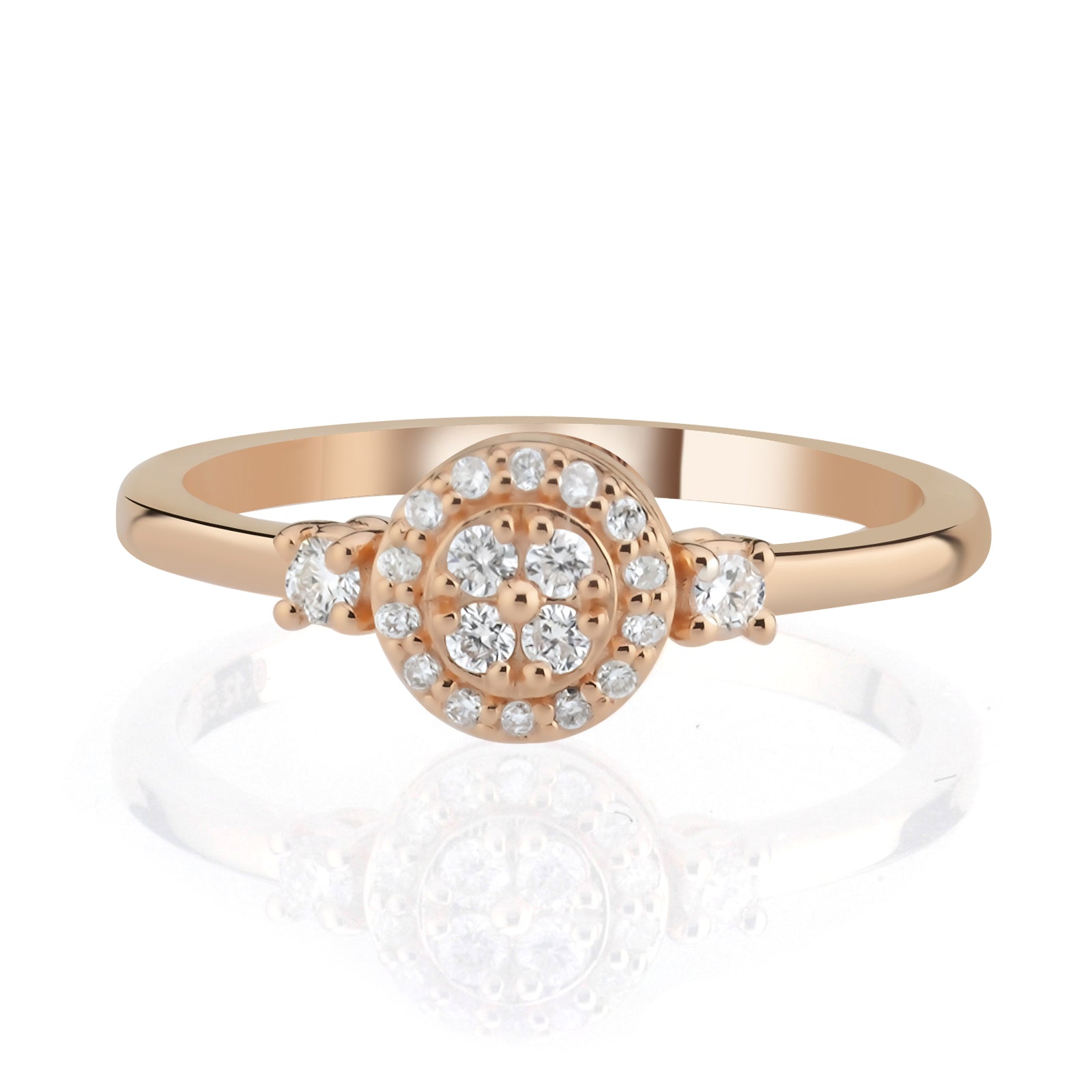 Inel HD0280R din aur roz 14k cu diamante - Bijuterii LA ROSA