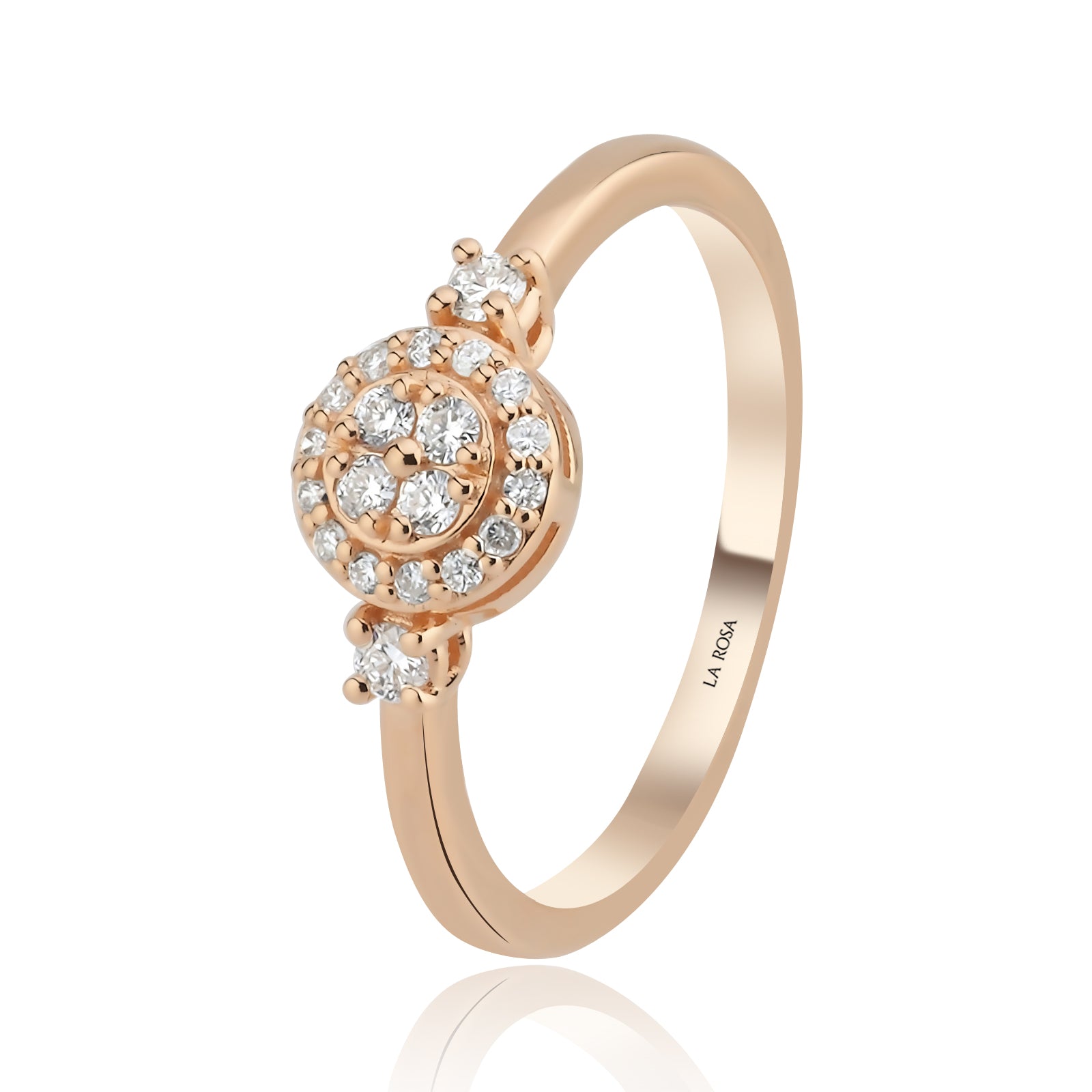 Inel HD0280R din aur roz 14k cu diamante - Bijuterii LA ROSA