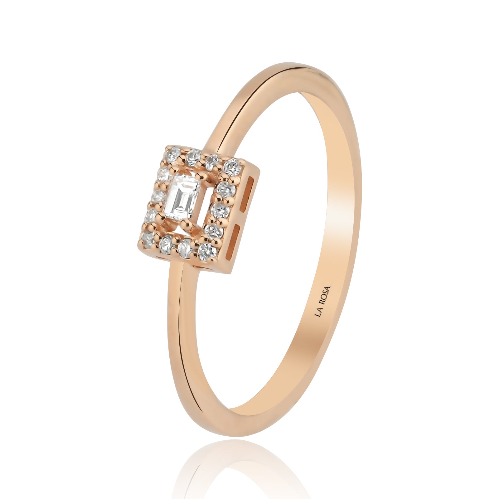 Inel HD0286R din aur roz 14k cu diamante - Bijuterii LA ROSA
