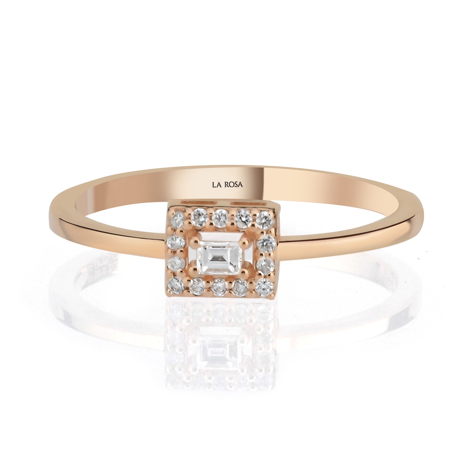 Inel HD0286R din aur roz 14k cu diamante - Bijuterii LA ROSA
