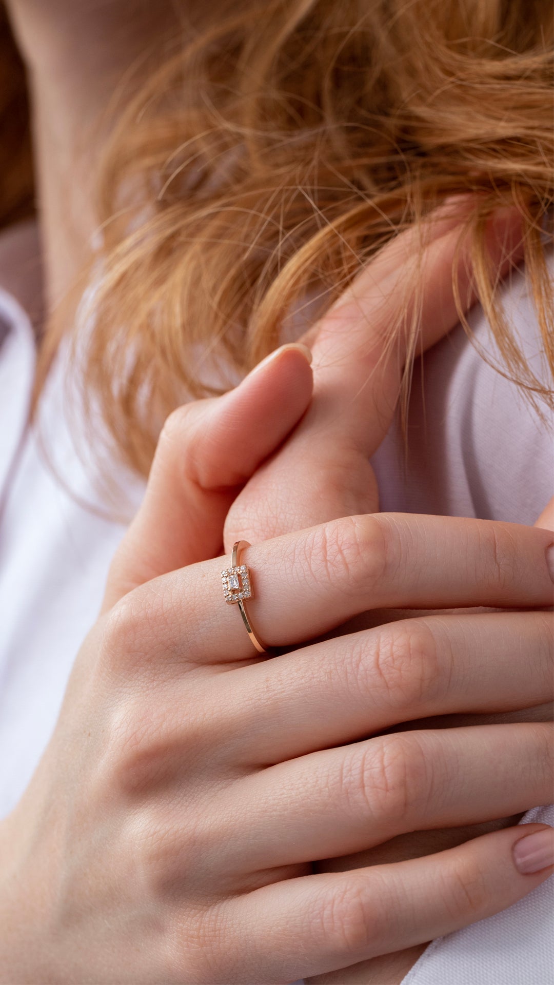 Inel HD0286R din aur roz 14k cu diamante - Bijuterii LA ROSA