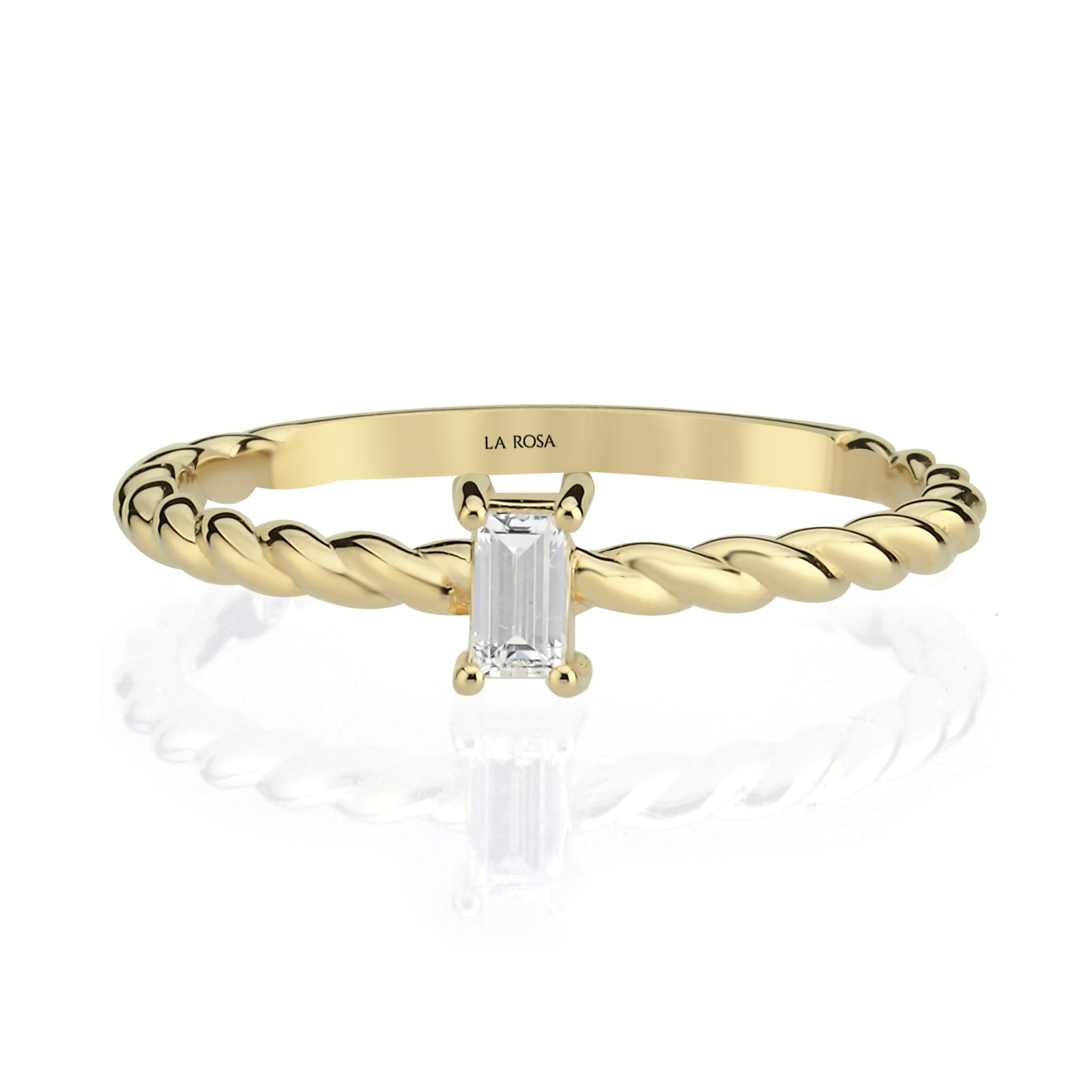 Inel HD0310R din aur galben 14k cu diamant bagheta - Bijuterii LA ROSA