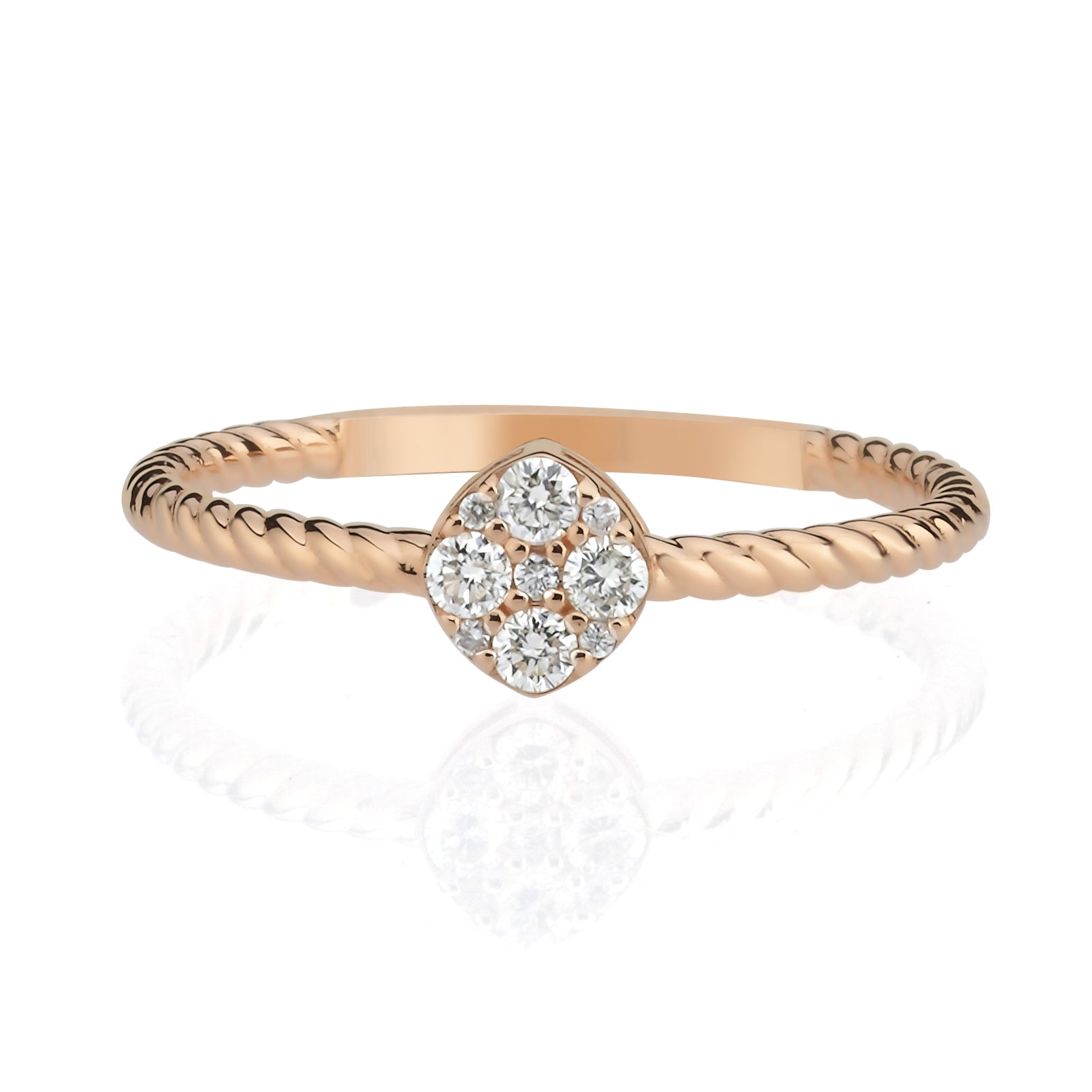 Inel HD0353R din aur roz 14k cu diamante - Bijuterii LA ROSA