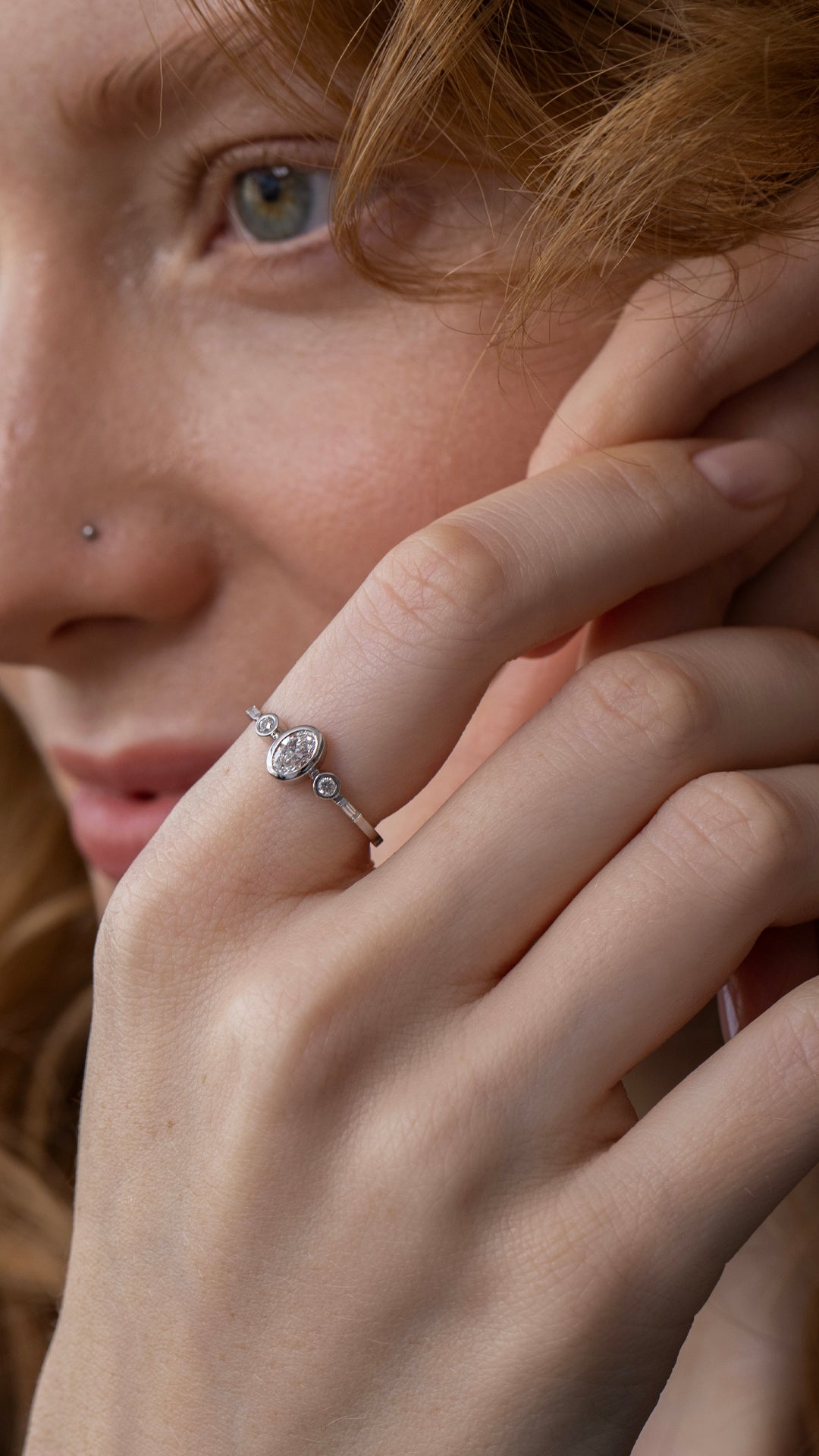 Inel HD0419R din aur alb 14k cu diamante - Bijuterii LA ROSA