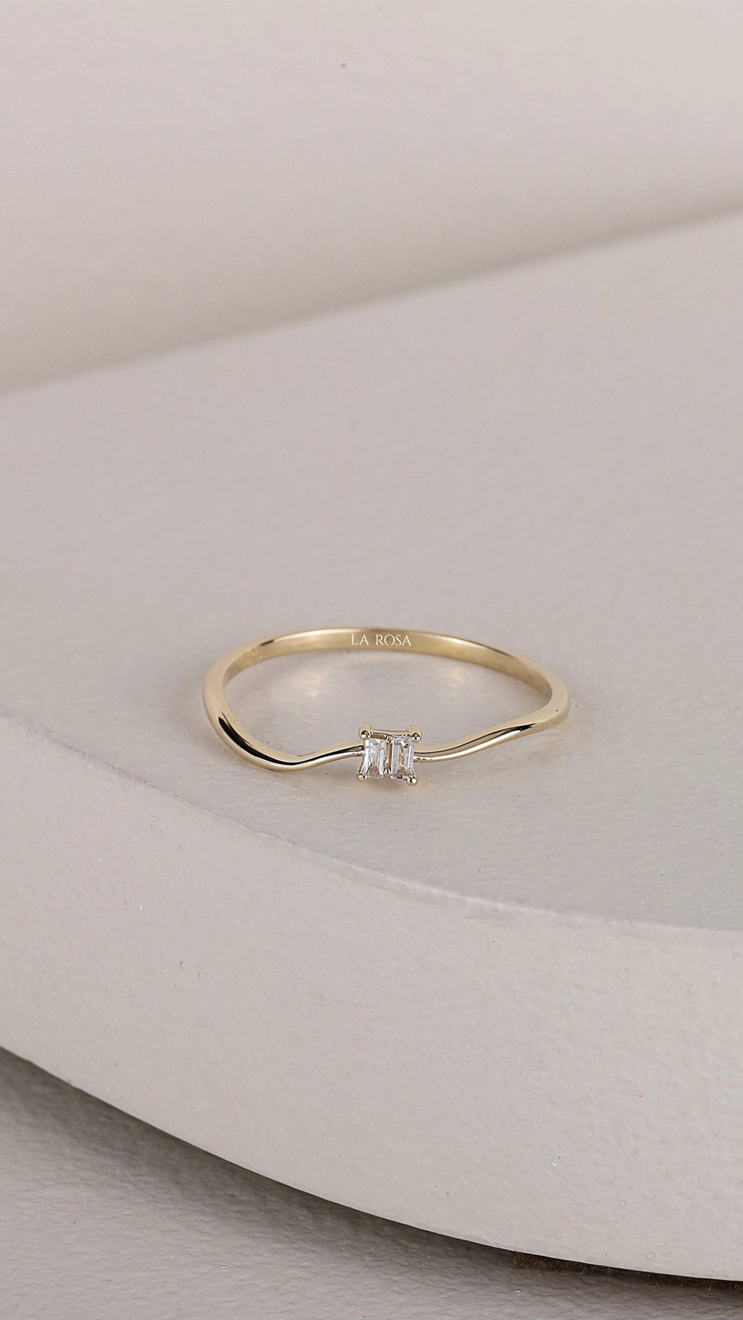 Inel HD0480R din aur galben 14k cu diamante bagheta - Bijuterii LA ROSA