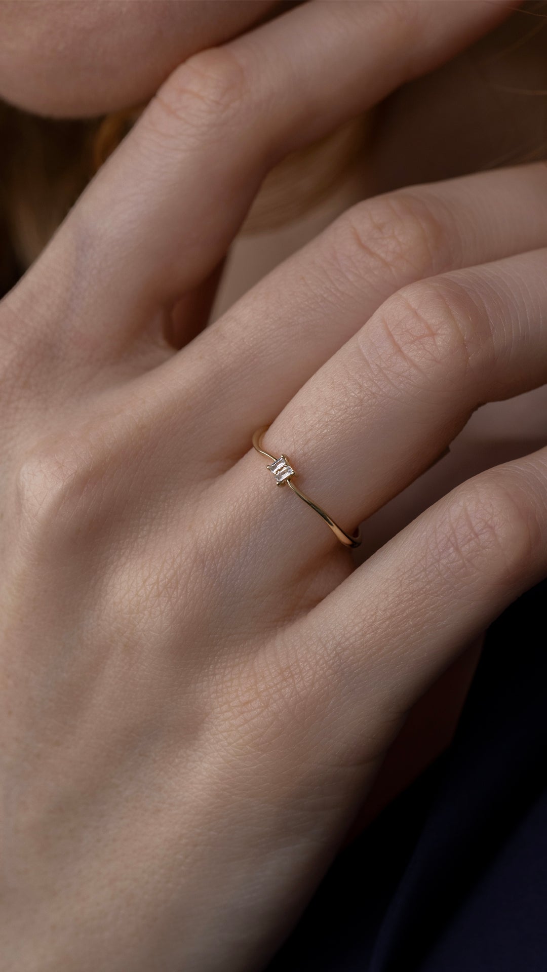 Inel HD0480R din aur galben 14k cu diamante bagheta - Bijuterii LA ROSA