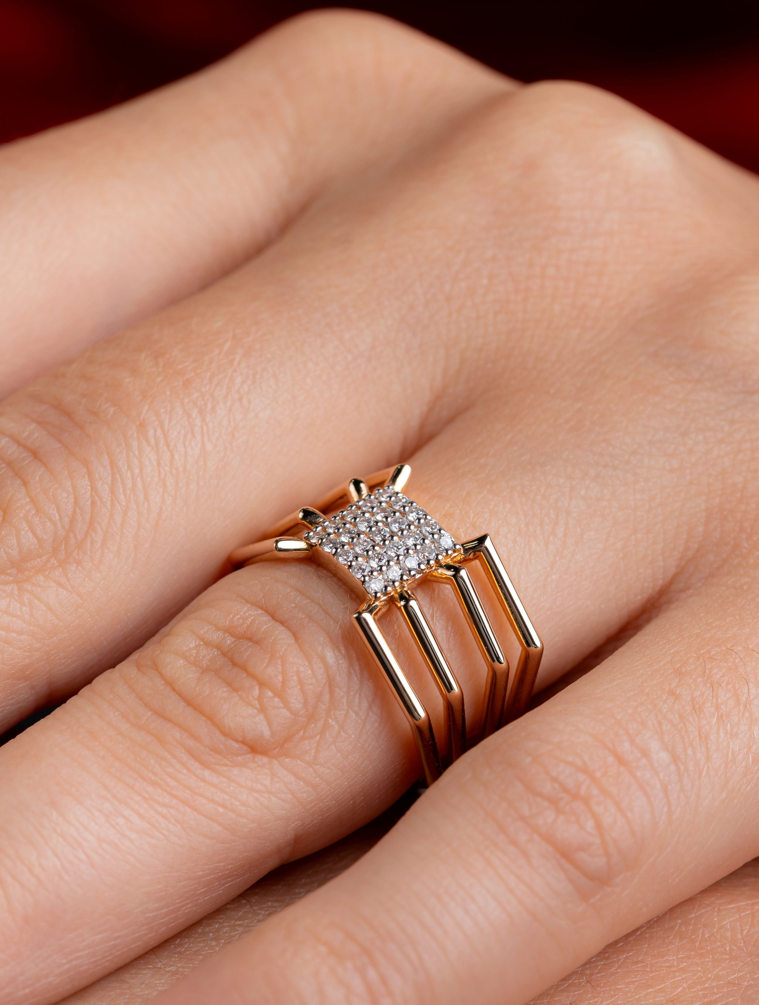 Inel LRSR0003 din aur roz 14k cu diamante naturale rotunde 0.27ct