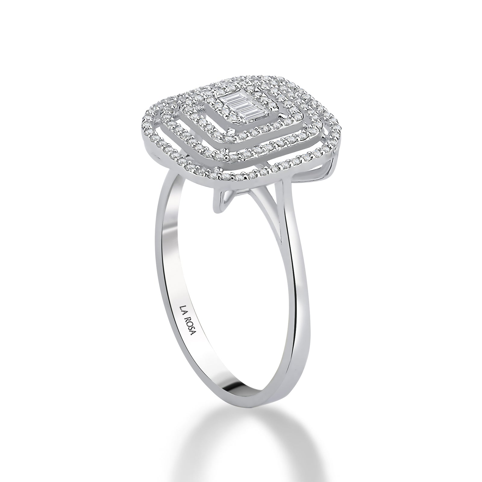 Inel MD27675 triplu mount din aur alb 14k cu diamante - Bijuterii LA ROSA