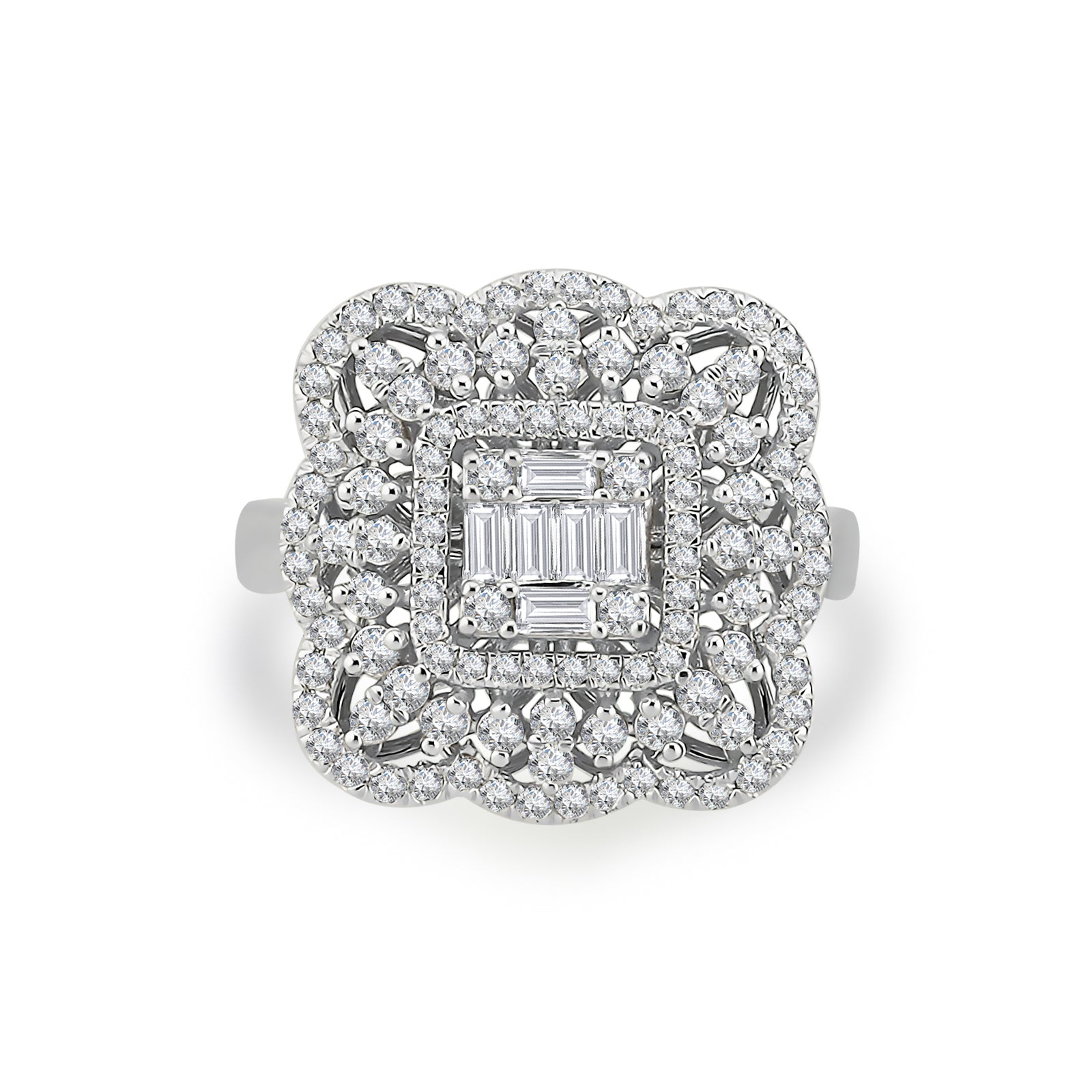 Inel MD27973 din aur alb 14k cu diamante - Bijuterii LA ROSA