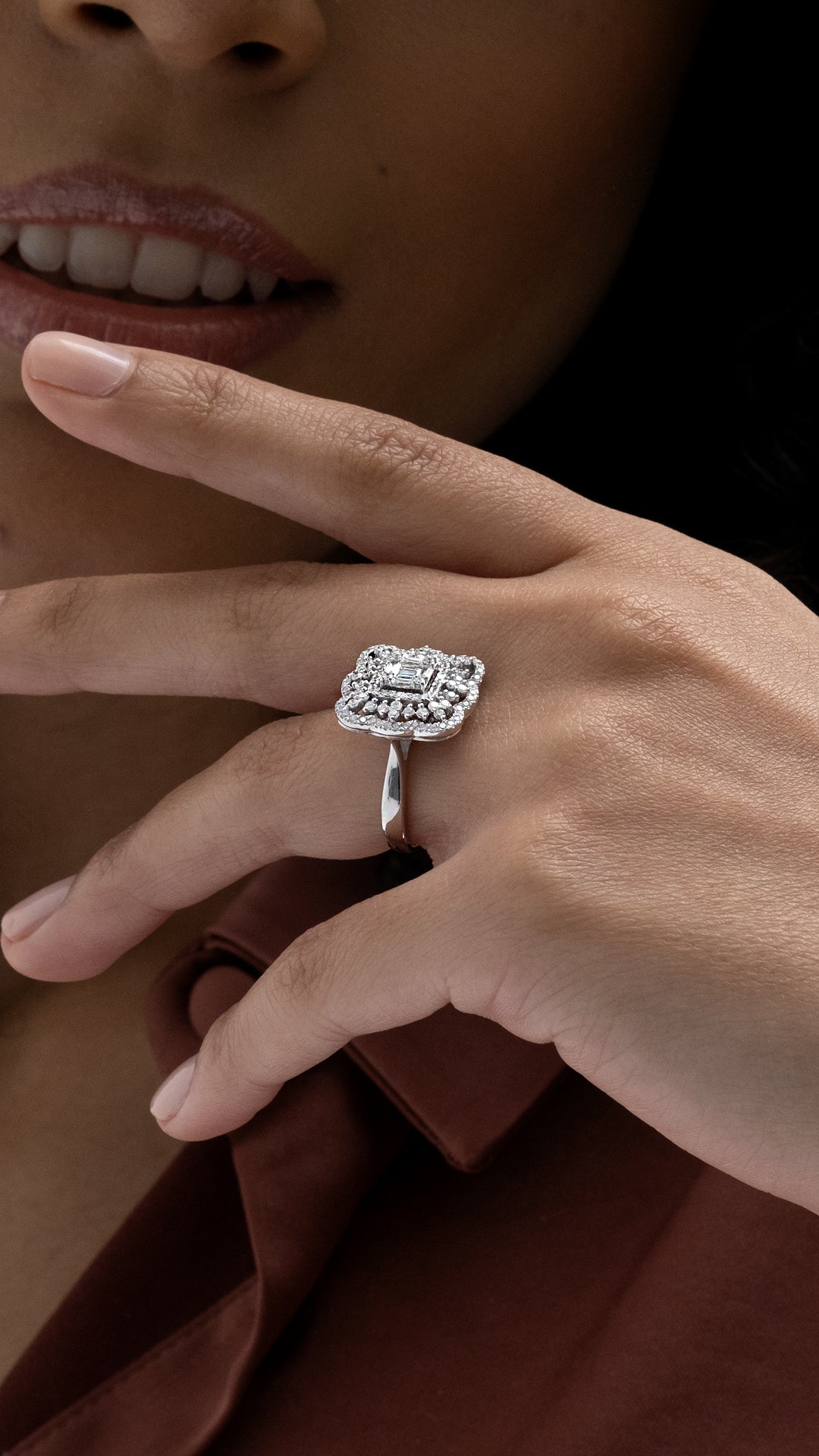 Inel MD27973 din aur alb 14k cu diamante - Bijuterii LA ROSA
