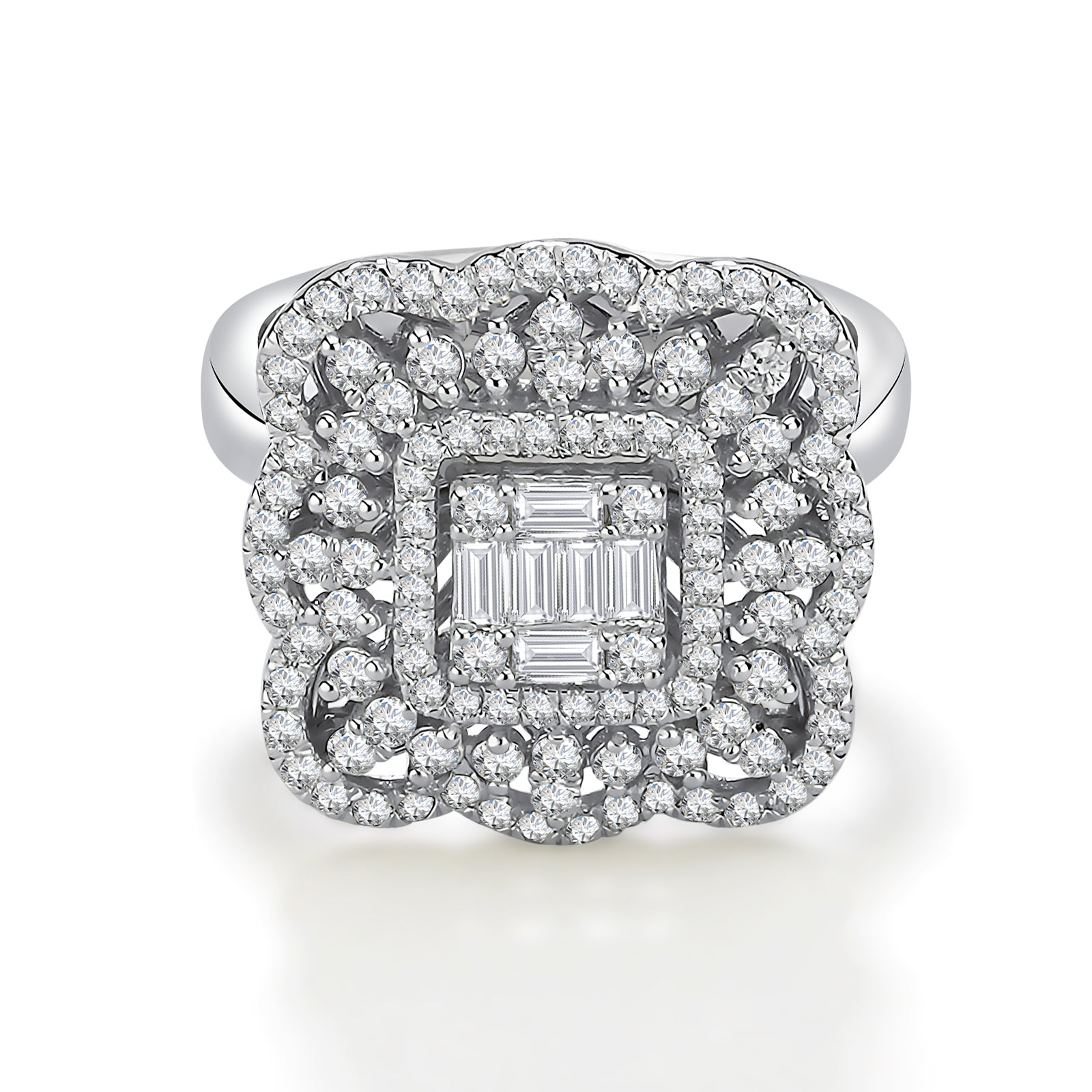 Inel MD27973 din aur alb 14k cu diamante - Bijuterii LA ROSA