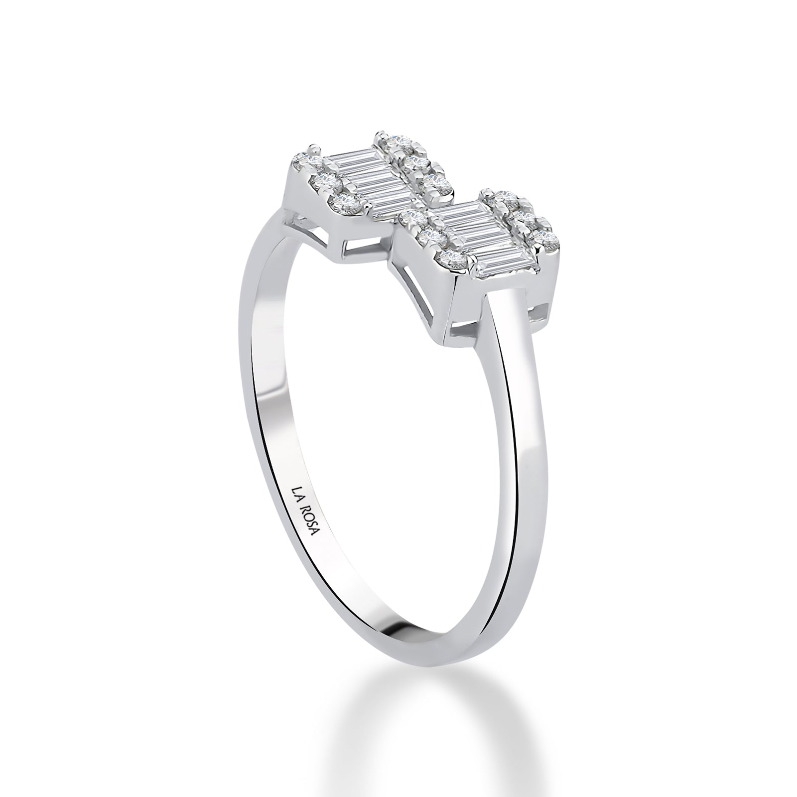 Inel MD39826 din aur alb 14k cu diamante baguette - Bijuterii LA ROSA
