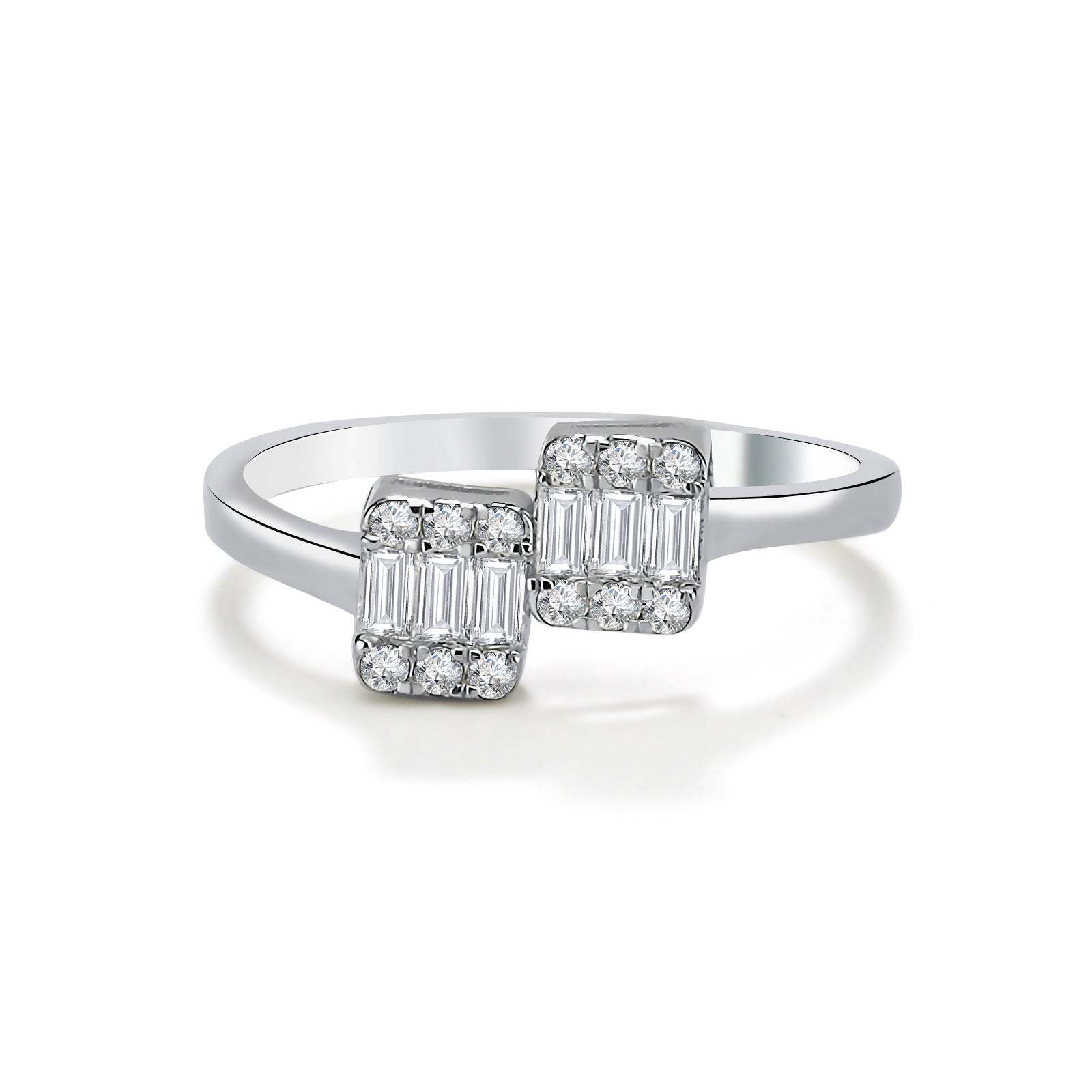 Inel MD39826 din aur alb 14k cu diamante baguette - Bijuterii LA ROSA