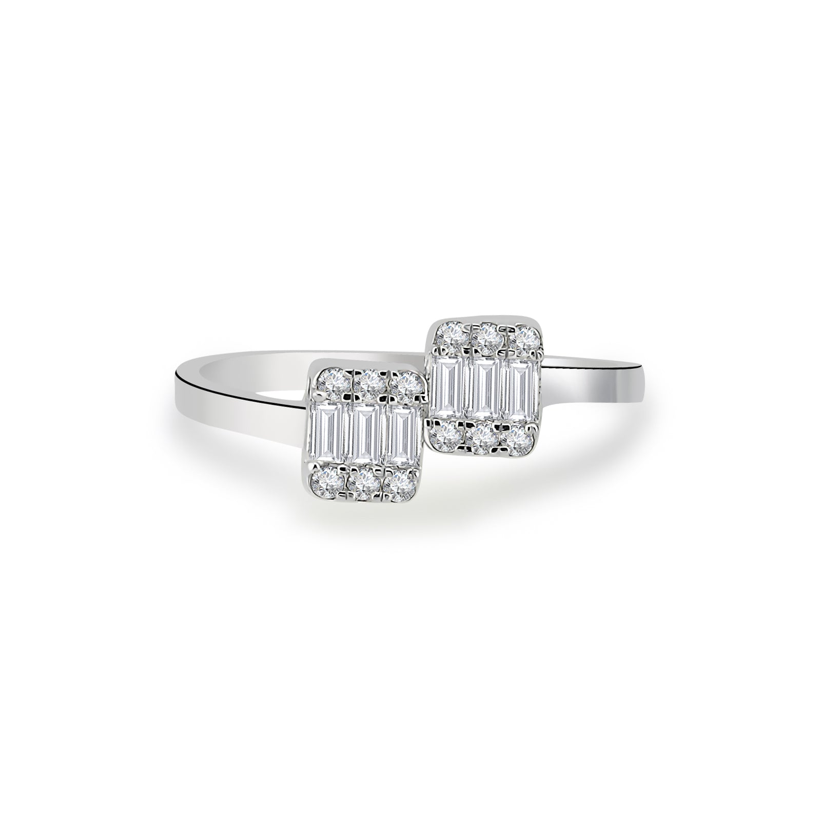 Inel MD39826 din aur alb 14k cu diamante baguette - Bijuterii LA ROSA