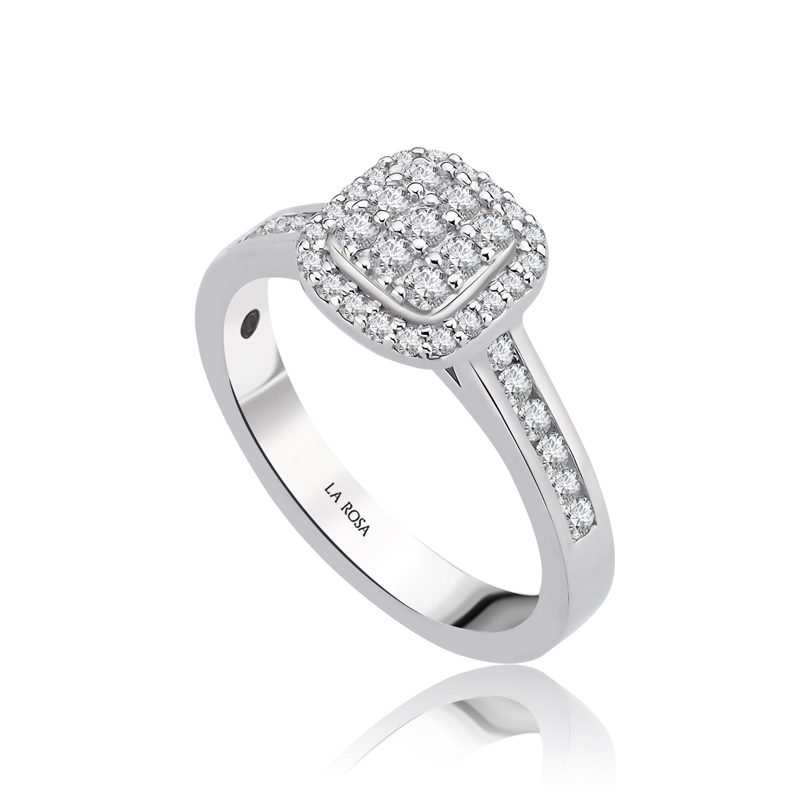 Inel MD44499 din aur alb 14k forma semipatrat cu diamante - Bijuterii LA ROSA
