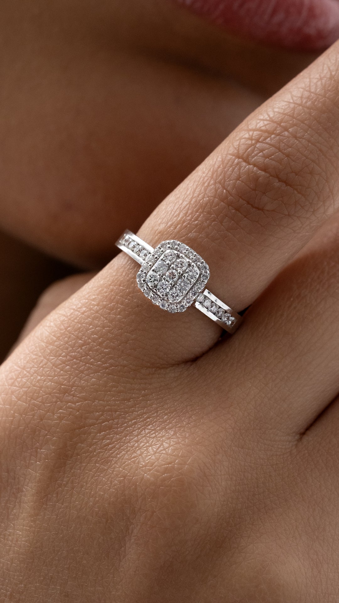 Inel MD44499 din aur alb 14k forma semipatrat cu diamante - Bijuterii LA ROSA