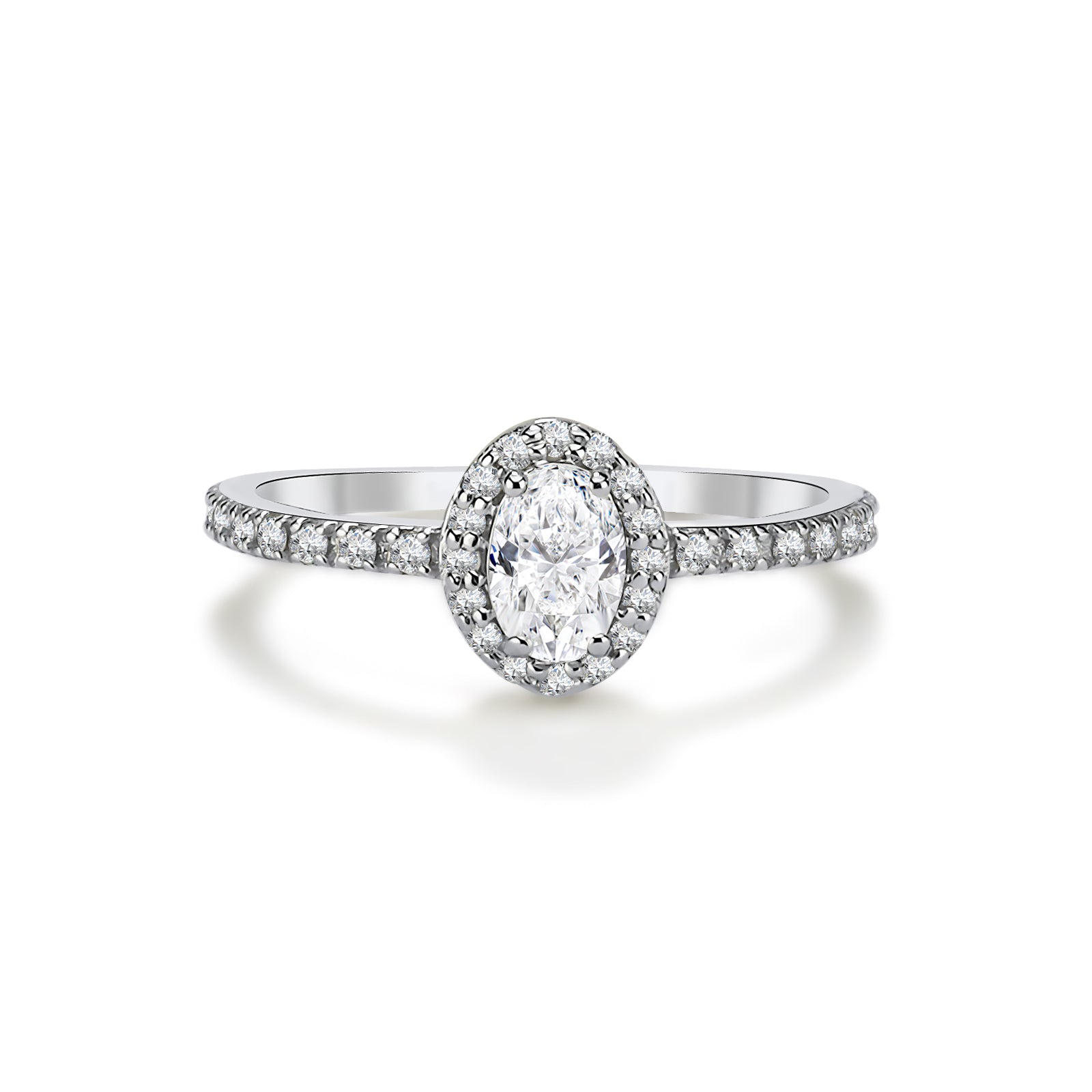 Inel MD45324 din aur alb 14k forma ovala cu diamante - Bijuterii LA ROSA