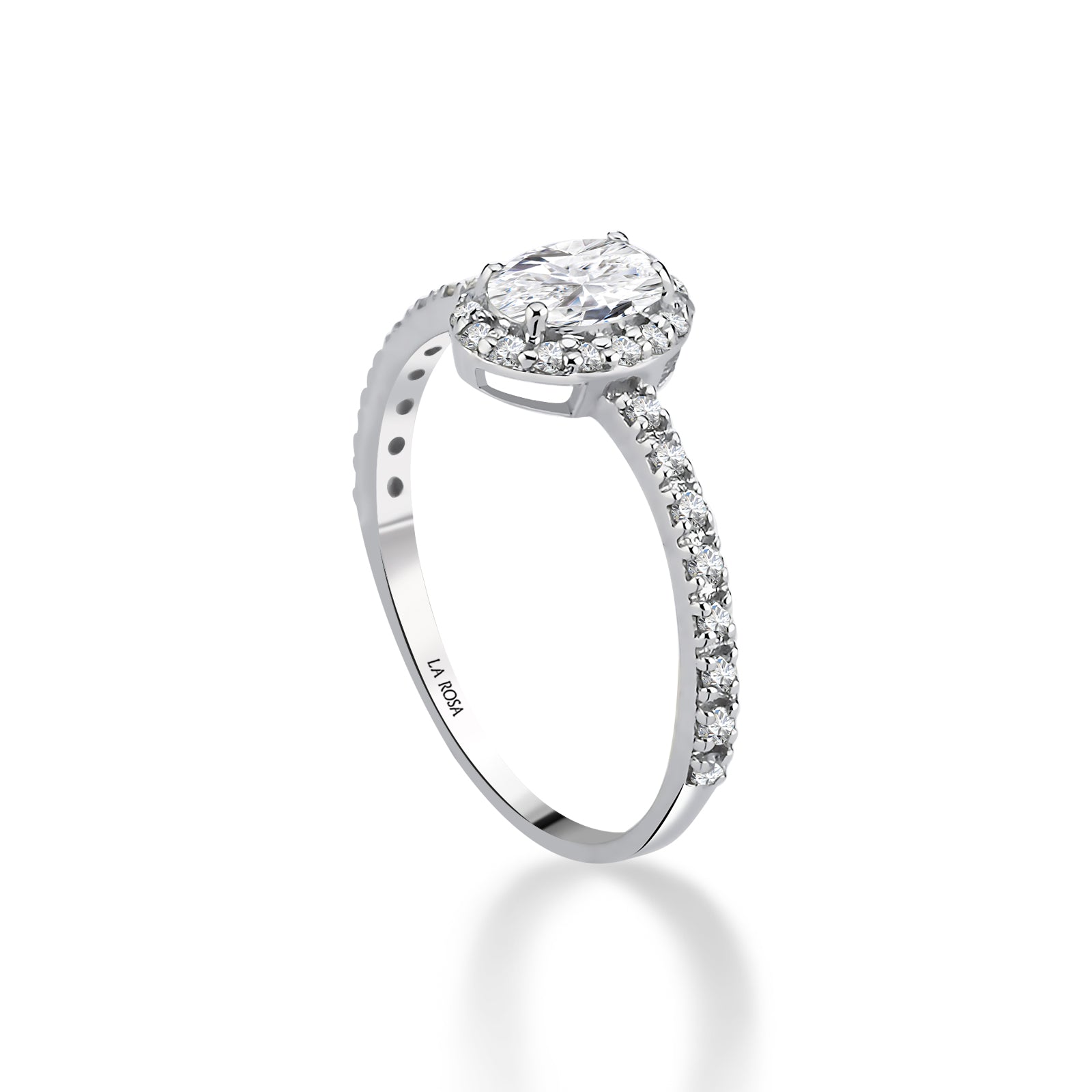 Inel MD45324 din aur alb 14k forma ovala cu diamante - Bijuterii LA ROSA
