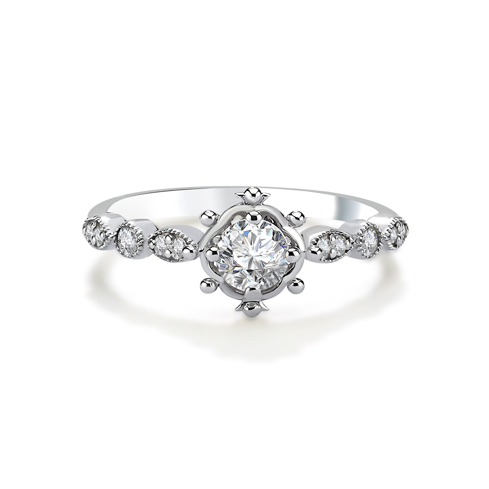 Inel MD48753 din aur alb 14k cu diamante forma rotunda - Bijuterii LA ROSA